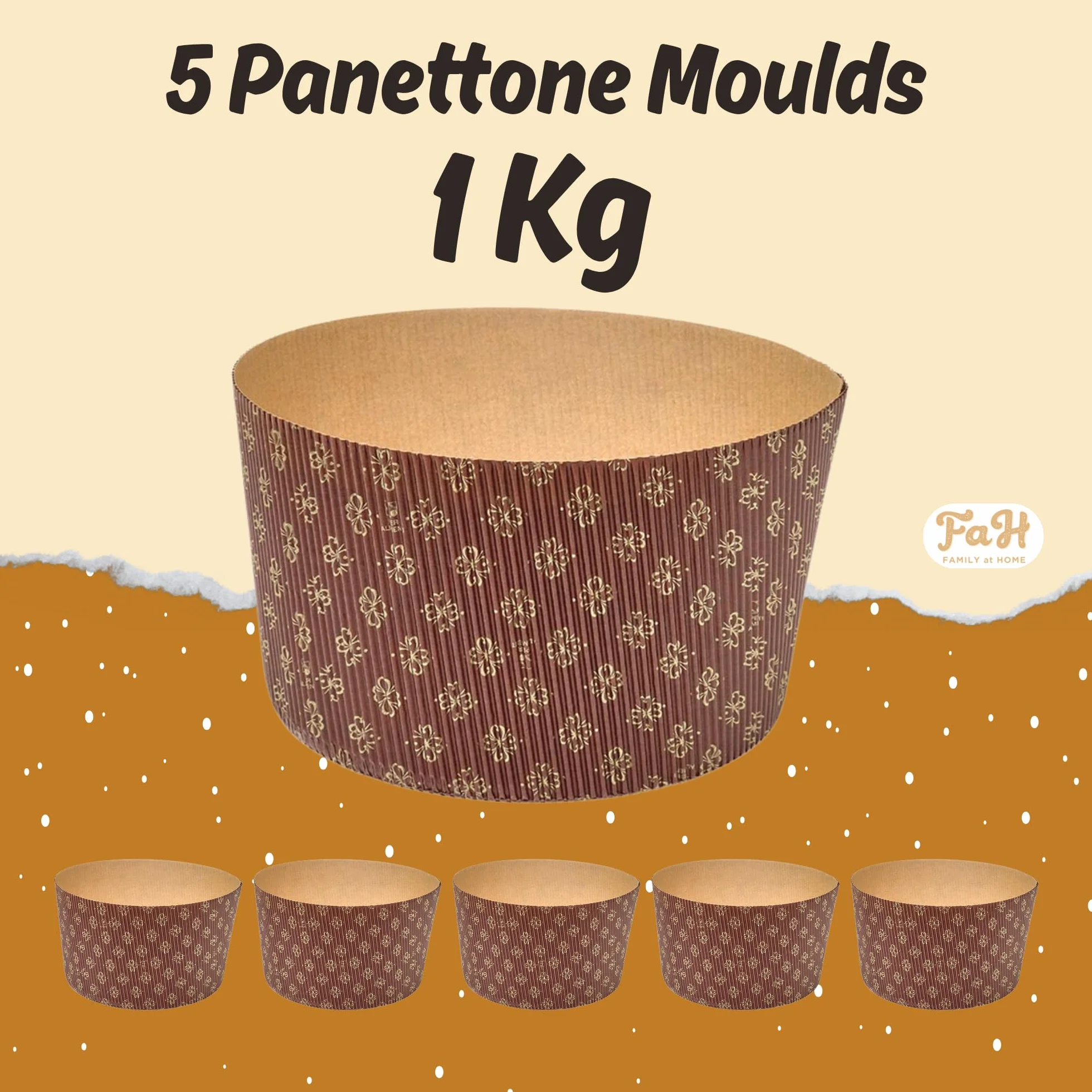 Foremki Panettone 1 kg (5 sztuk) papier falisty celuloza mikrofalowa do 220°C