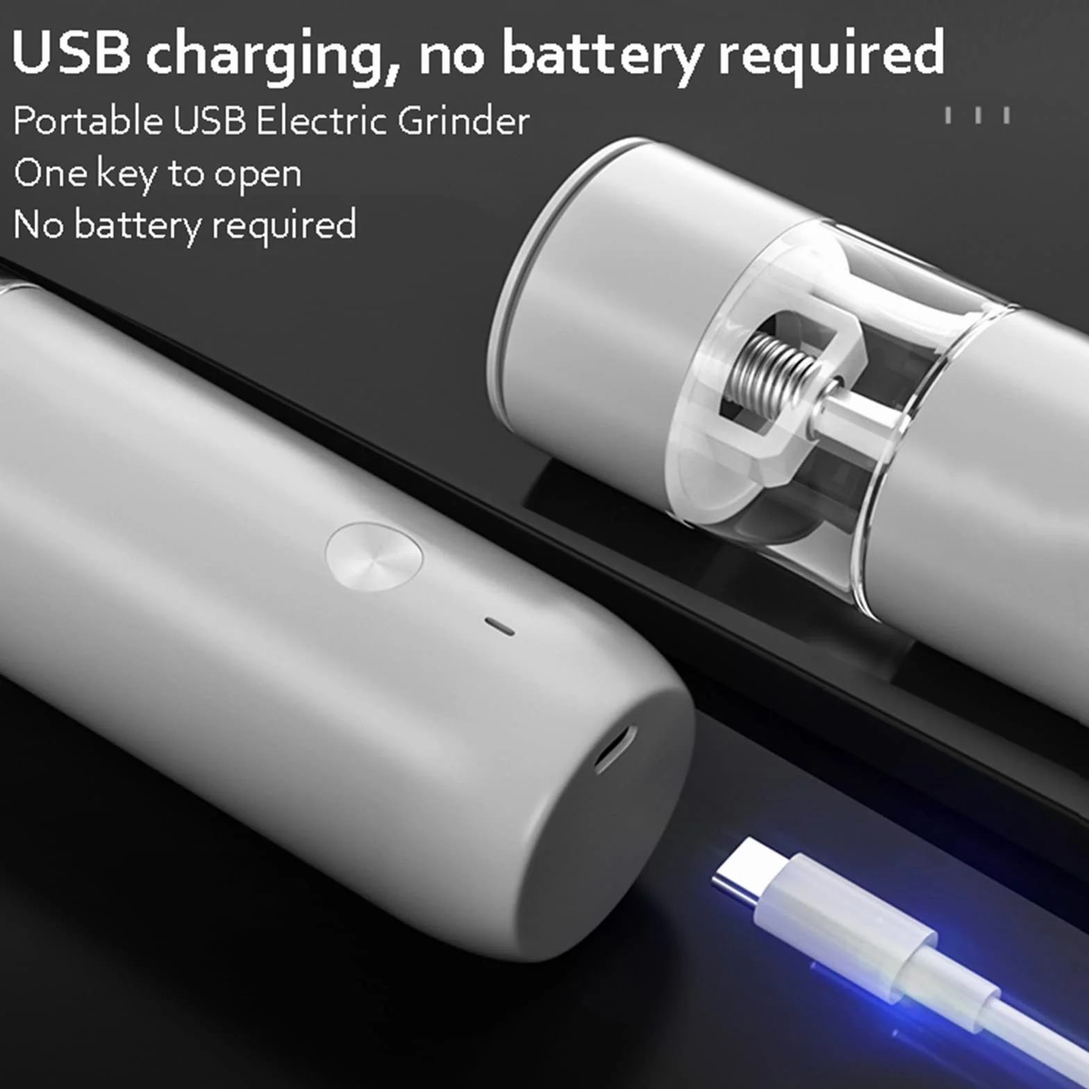 Elektryczne młynki do soli i pieprzu - Zestaw szlifierek do soli i pieprzu USB Zestaw elektronicznych młynków - Regulowany mechanizm chropowatości - ceramiczny ze światłem,combination