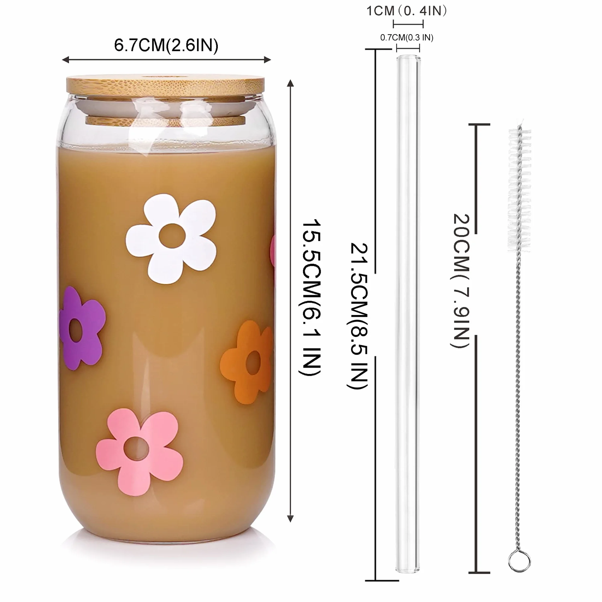 Mason Life Szklanki do piwa z pokrywkami i słomką, szklanki do picia, 590 ml, kubek do kawy mrożonej, szklanka do smoothie, kubek wielokrotnego użytku, zestaw 4 sztuk, biały