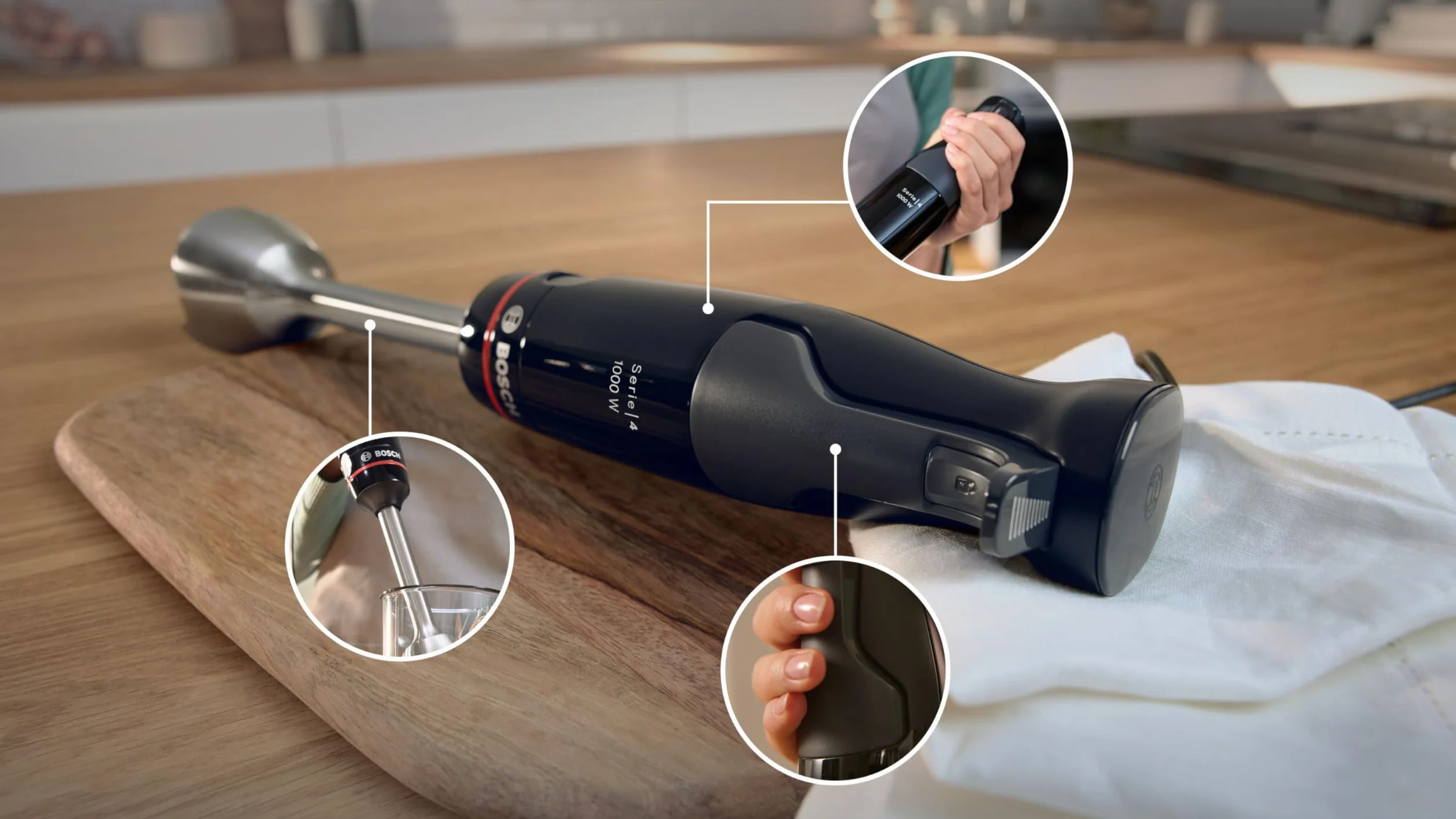 Bosch Blender blenderowy ErgoMaster Series 4, 1000 W, dynamiczna regulacja prędkości, system QuattroBlade - akcesoria w zestawie