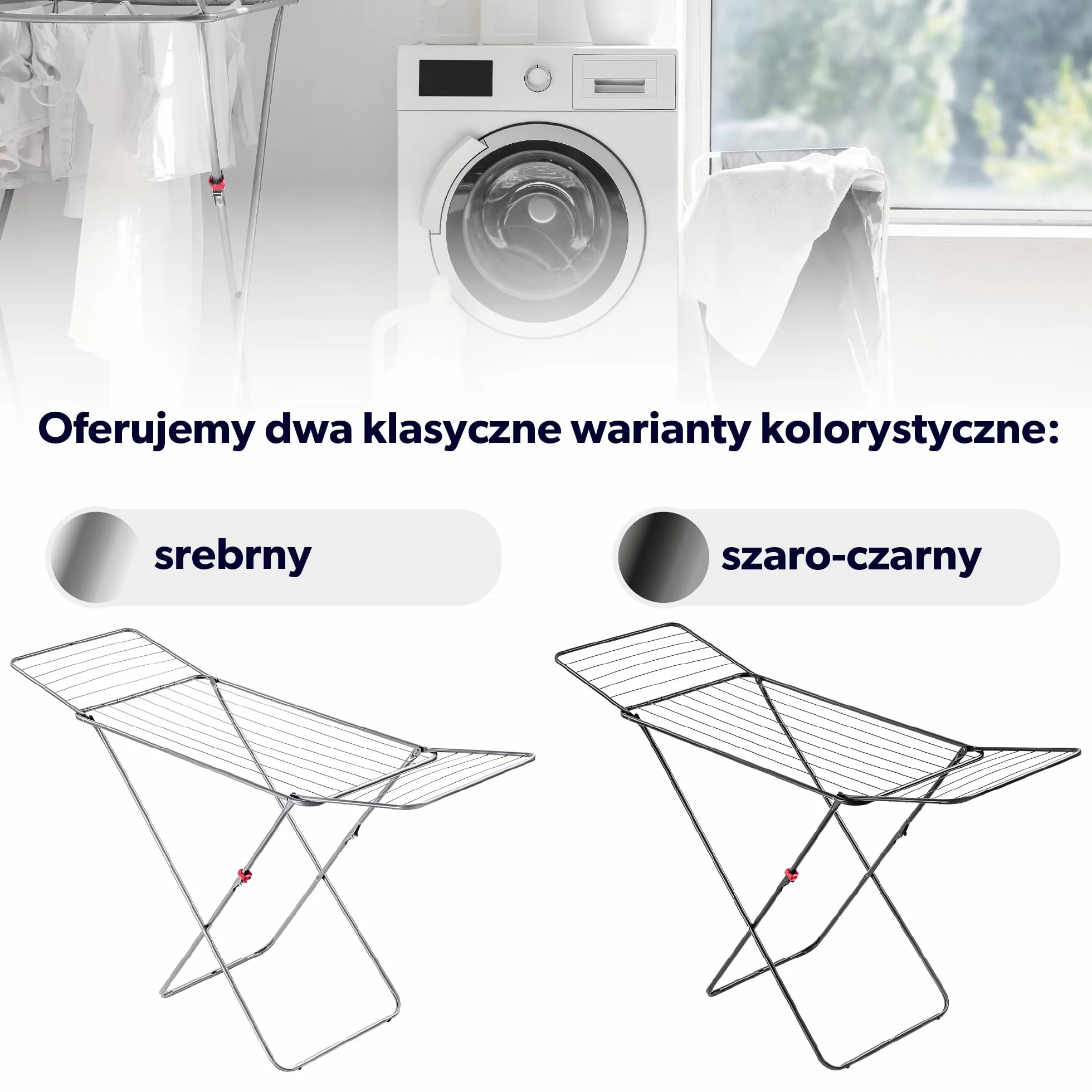 KADAX Suszarka na pranie skrzydłowa 18 m do mieszkania, balkonu i ogrodu, antypoślizgowe stopki zwiększają stabilność, składana konstrukcja oszczędza miejsce