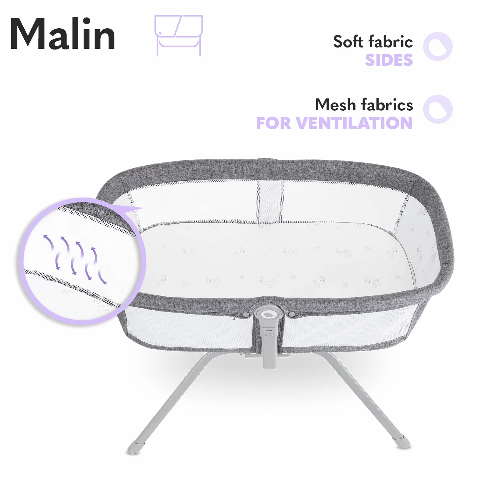 LIONELO Malin 3w1 Kołyska, łóżeczko turystyczne dla niemowląt z materacem od 0 do 9kg, składane, system bujania, regulacja nachylenia, szybki montażu, torba turystyczna w zestawie, ultra lekkie