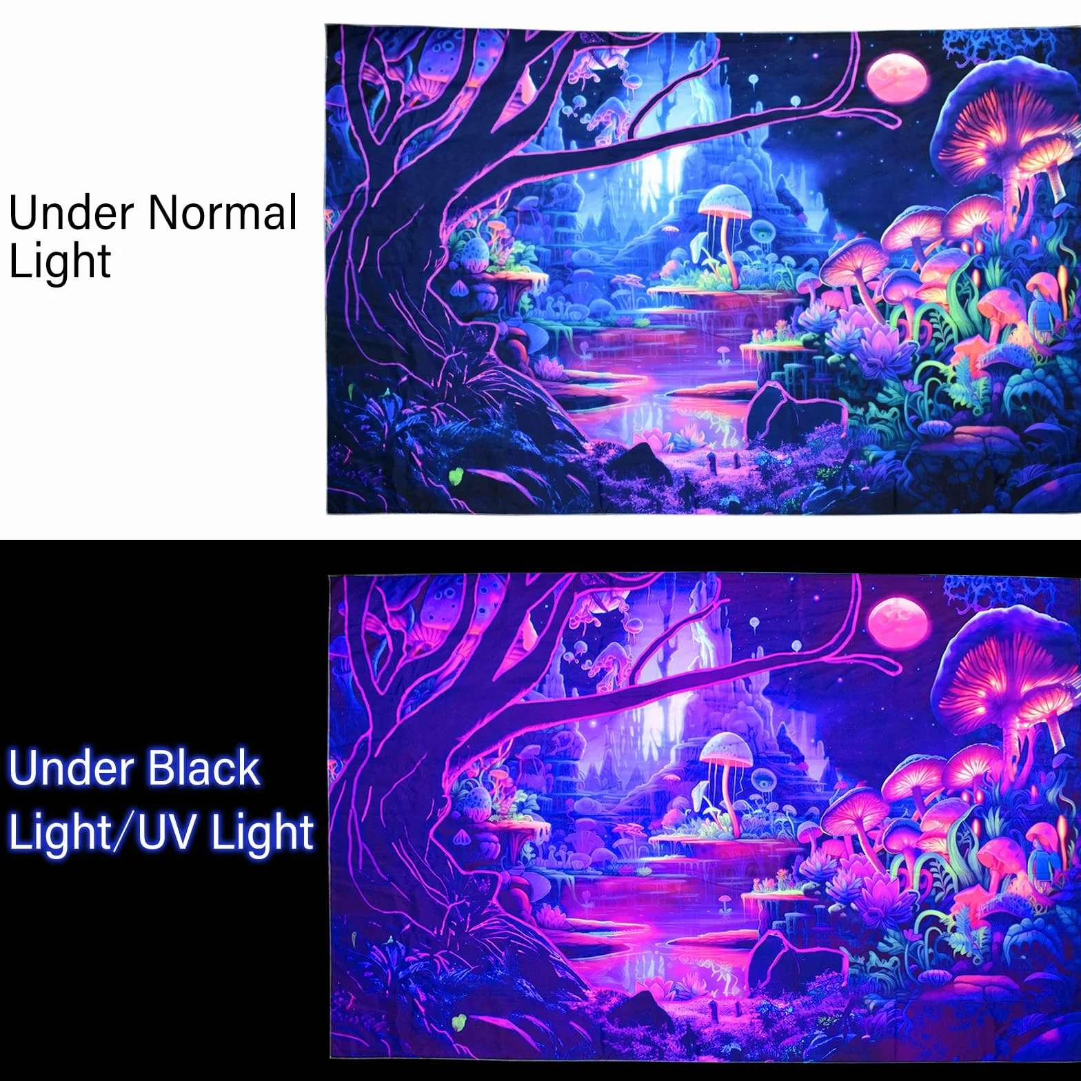 Cyiecw dywan ścienny UV fluorescencyjny rośliny gwiaździste niebo dekoracja ścienna