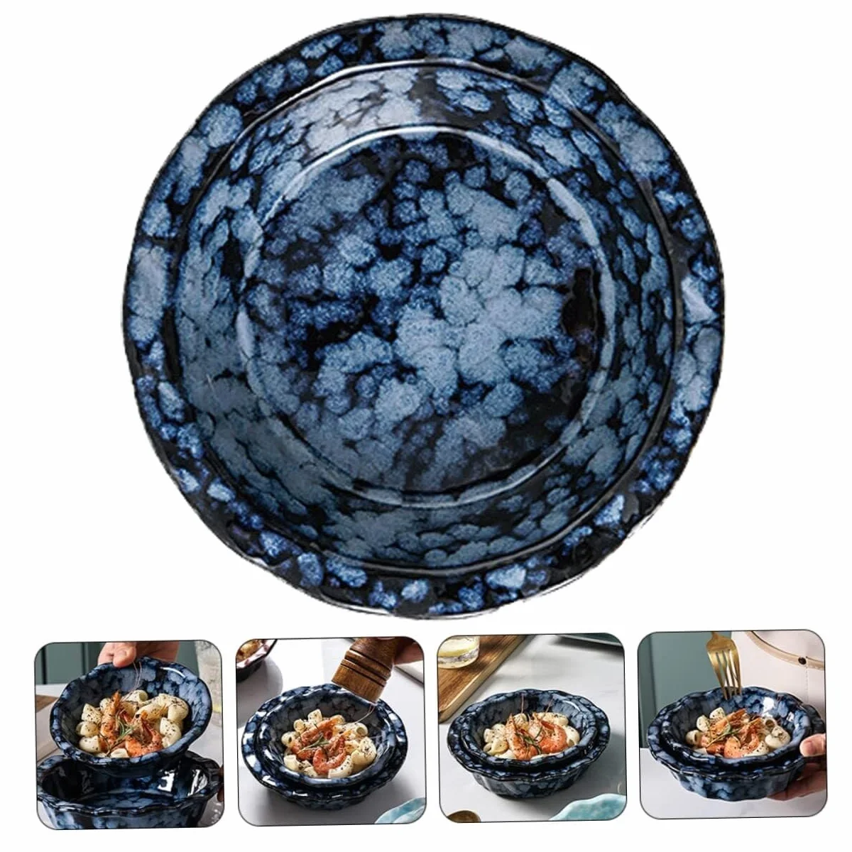 CFWSHJ Miska na pieczony ryż Ceramiczna miska na owoce Ceramiczna miska na makaron Głębokie miski Pho Japońskie przekąski Miska na przekąski Owoce Naczynia do serwowania sałatek Miska do
