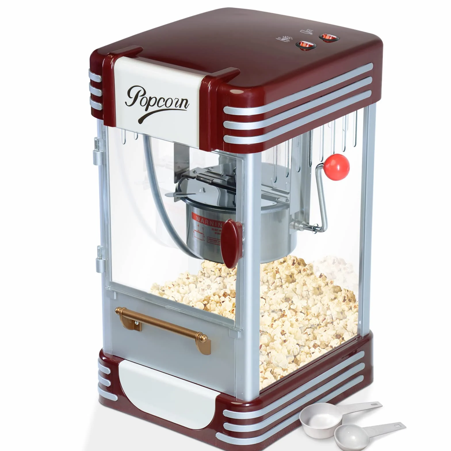 Jago® Maszyna do popcornu retro – 60 l/h, 200 g/10 min, garnek ze stali nierdzewnej, do słonego popcornu – wygląd w stylu lat 50., profesjonalna maszyna robienia, automat