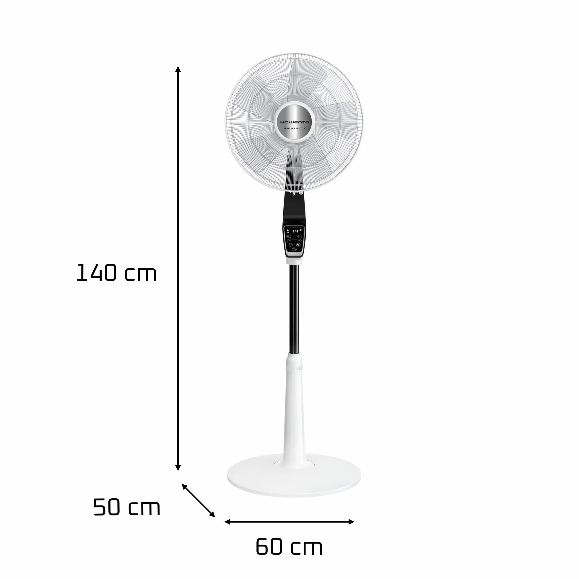 Rowenta Turbo Silence Extreme wentylator stojący 32 dB Silent Night 14 prędkości cyfrowy wyświetlacz LED timer pilot biały VU5690F0