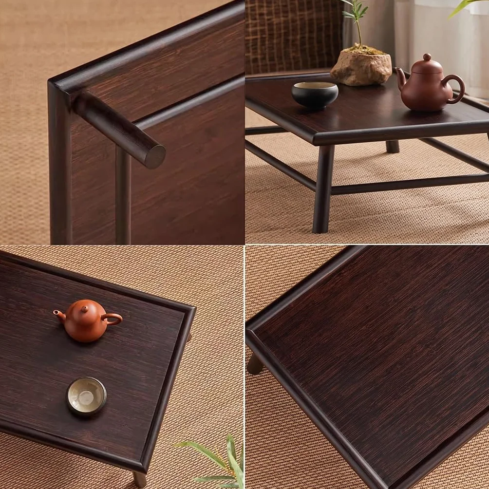 Japanese Style Wood Bench Stool Low Dining Table Floor Tea Table for Meditation