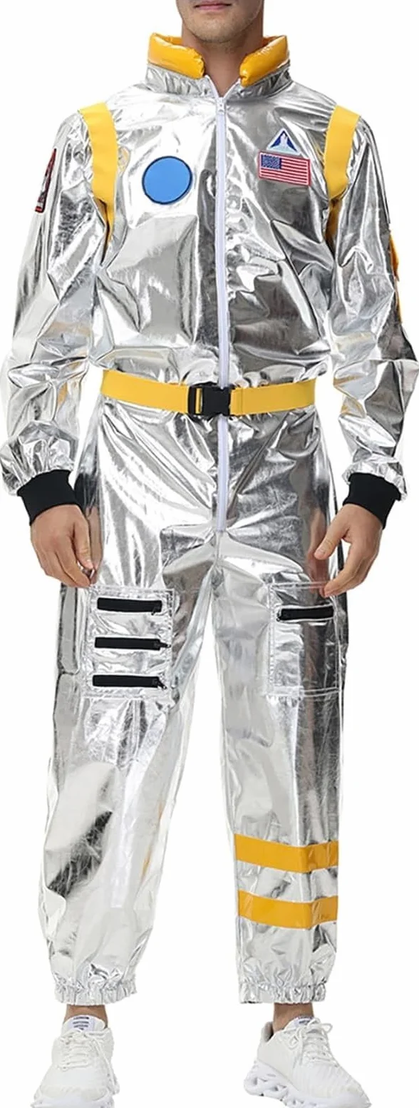 Komplet Kombinezonu Astronauty, Materiał Z Włókien Poliestrowych, Odpowiedni Na Imprezy Tematyczne, Zamek Błyskawiczny Z Przodu, Sugestie Dotyczące Wyboru Rozmiaru (Yellow-men L)