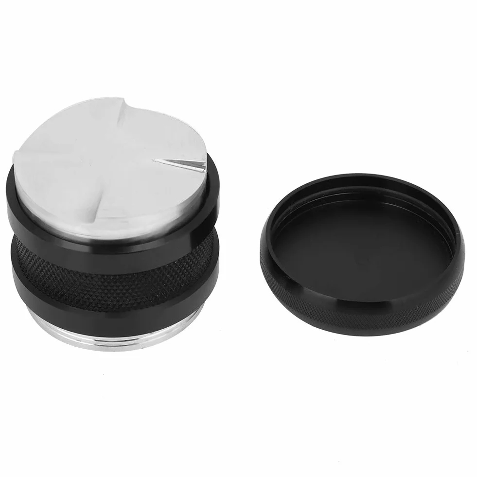 Aluminiowy ubijak do kawy, 58 mm, podwójna głowica, regulowany stamacz espresso, inteligentne narzędzie do wyciskania ziaren kawy z dystrybutorem proszku, profesjonalne akcesoria baristy do domu