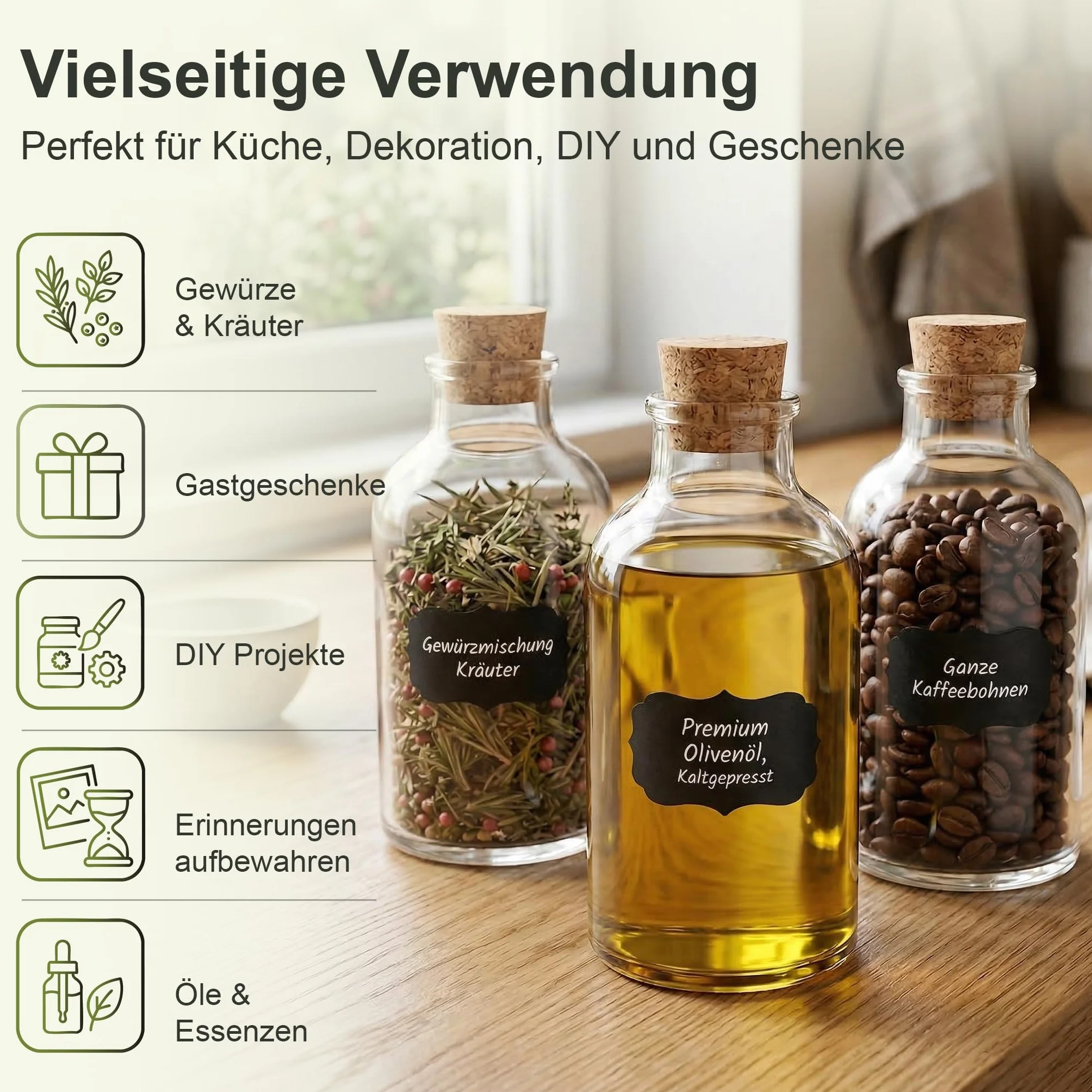 Mini butelki szklane 100 ml z korkiem, 25 sztuk, małe butelki do napełniania, szklana butelka Mini-TR, przezroczyste butelki na likier, 25 x 100 ml