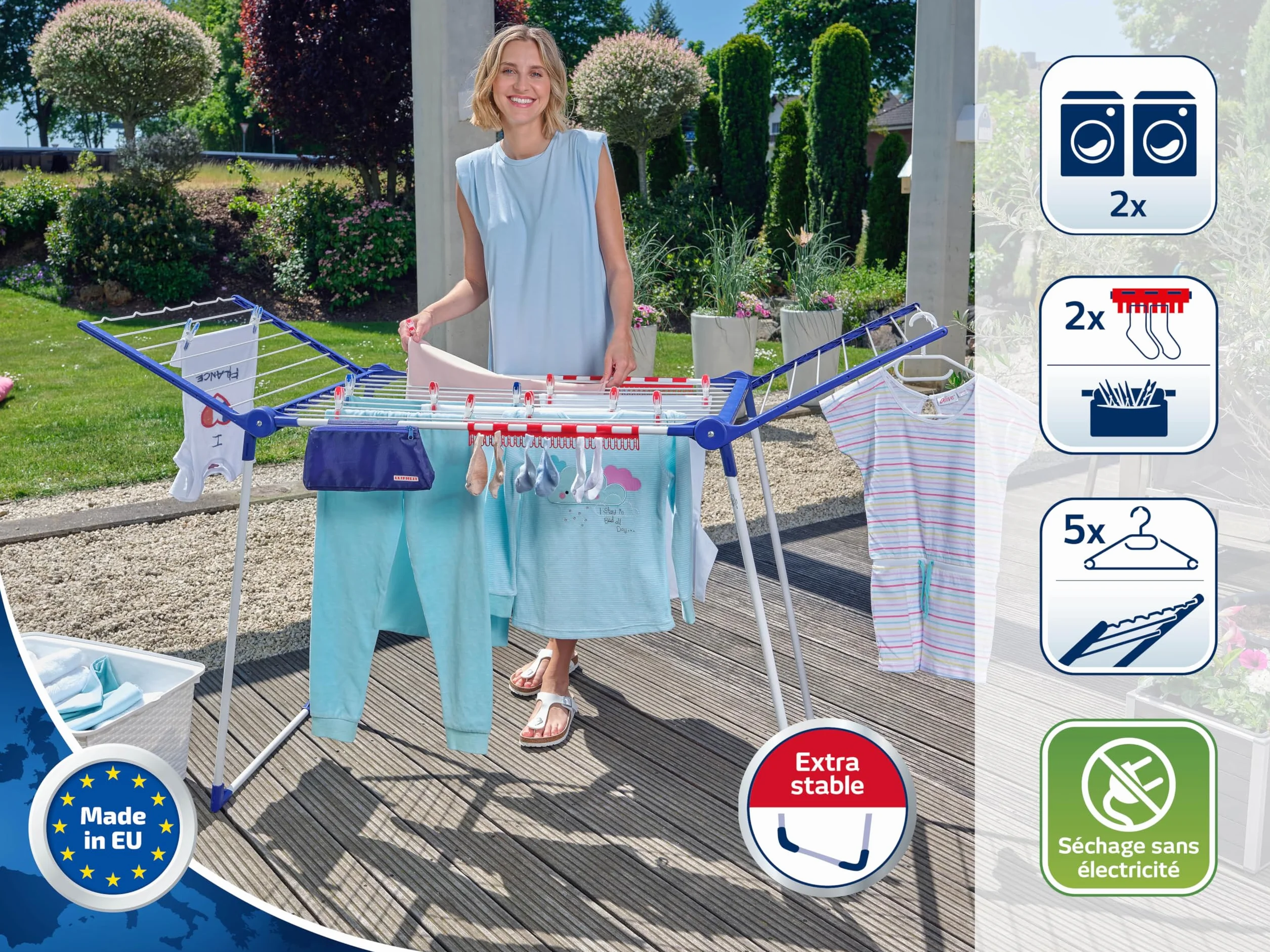 Leifheit Pegasus 200 Solid Comfort Suszarka Stojąca, Stal, Biały