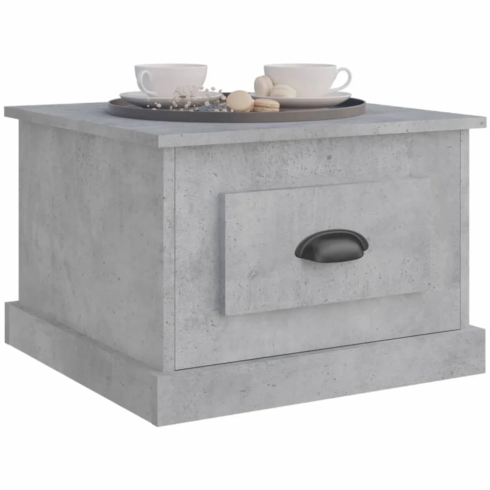 Générique Stolik kawowy Szary Beton 50x50x35 cm Drewno inżynierskie | 1 szuflada do przechowywania, wytrzymała góra, łatwa do czyszczenia, idealna do salonu