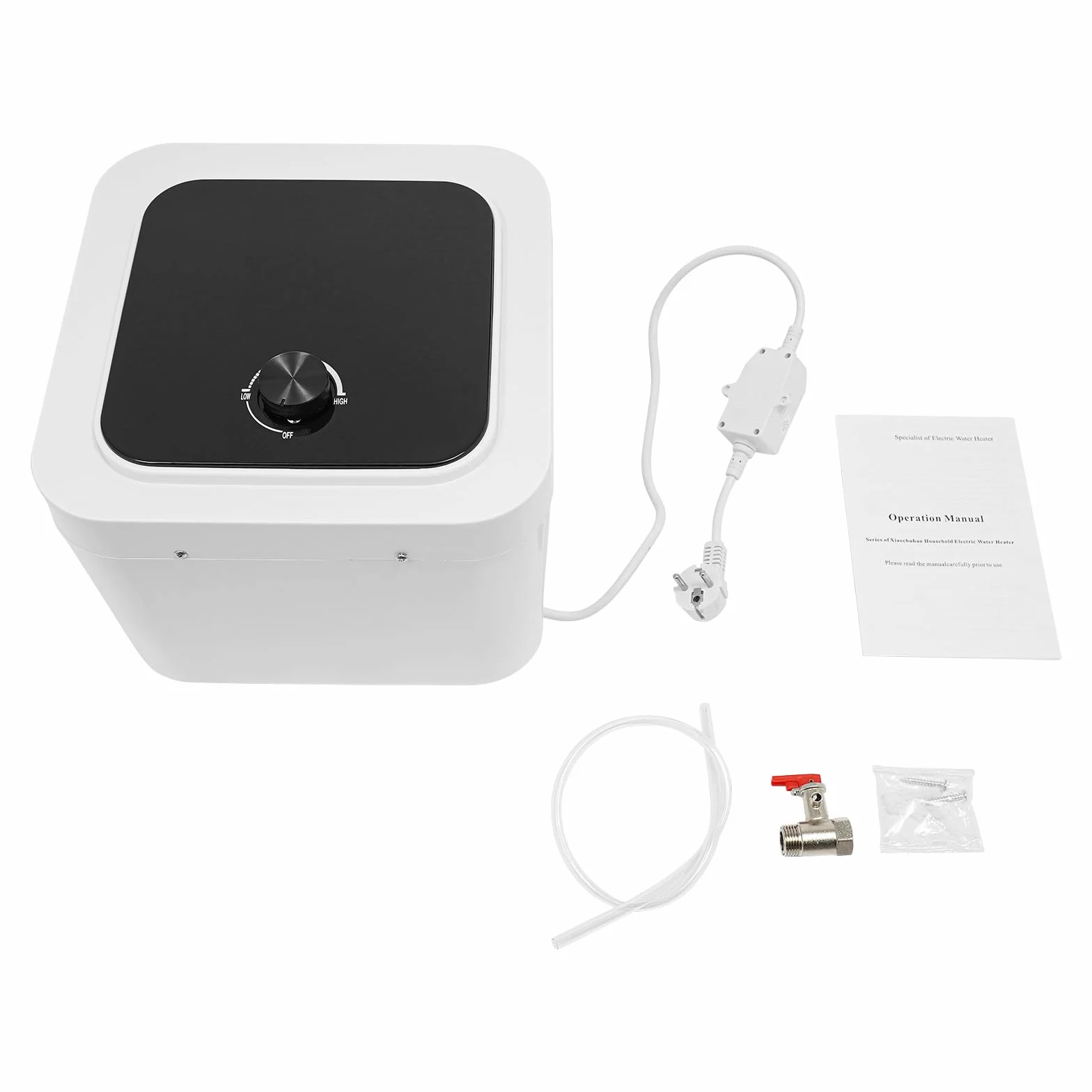 Elektroniczny podgrzewacz wody, 1500 W, 30-65°C, zbiornik ciepłej wody IPX4, bojler 0,75 MPa, bojler dolny 8 l, bojler ciepłej wody z 1 zaworem bezpieczeństwa, 1 wąż kropelkowy
