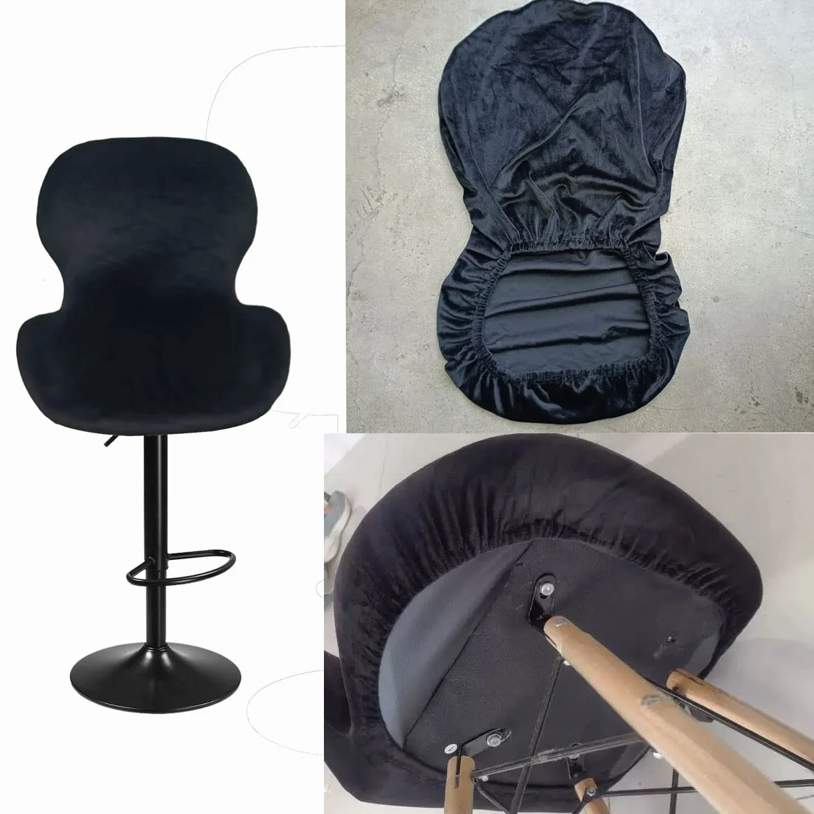 Aksamitny pokrowiec na stołek barowy zakrzywiony obrotowy zestaw 2/4/6 stołek barowy pokrowiec na krzesło narzuty z oparciem ochraniacz na krzesło barowe,Royal blue,4PCS
