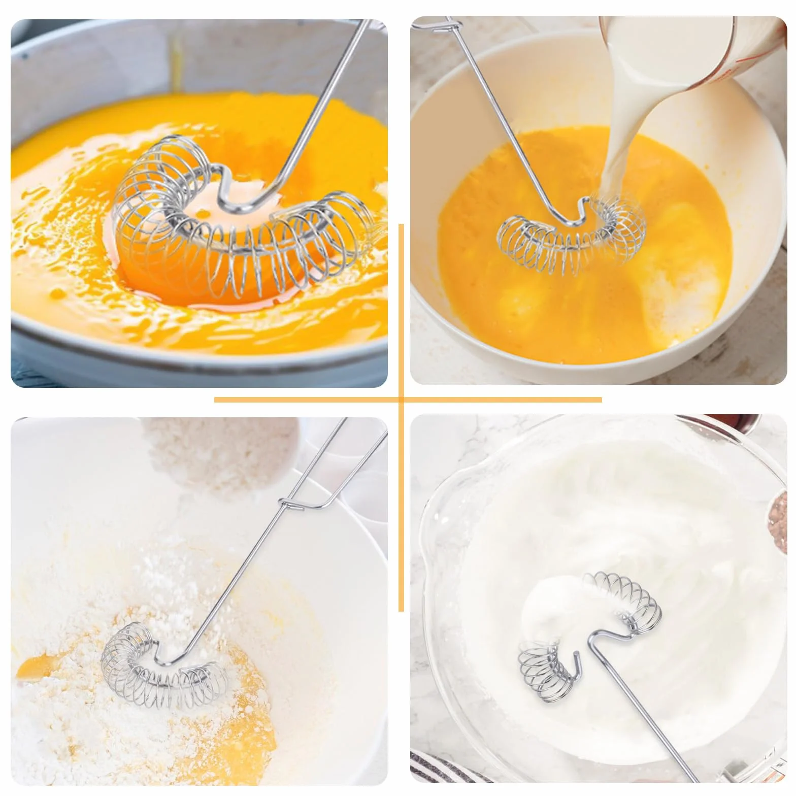 2 sztuki spiralnych trzepaczek ze stali nierdzewnej, mała trzepaczka do whisk, do mieszania, nadaje się do mycia w zmywarce, miotełka płaska, ręczna trzepaczka do jajek, mąki i masła