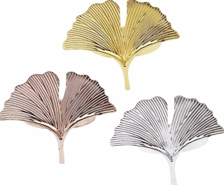 Napkin Rings，Napkin Buckle， 6pcs Ginkgo Leaves Napkin Ring Buckle Holders for Wedding Party Mother‘s Day Celebrate Festival Dinner Table Decoration (Color : Rose Gold) (Color : Onecolor) (Color