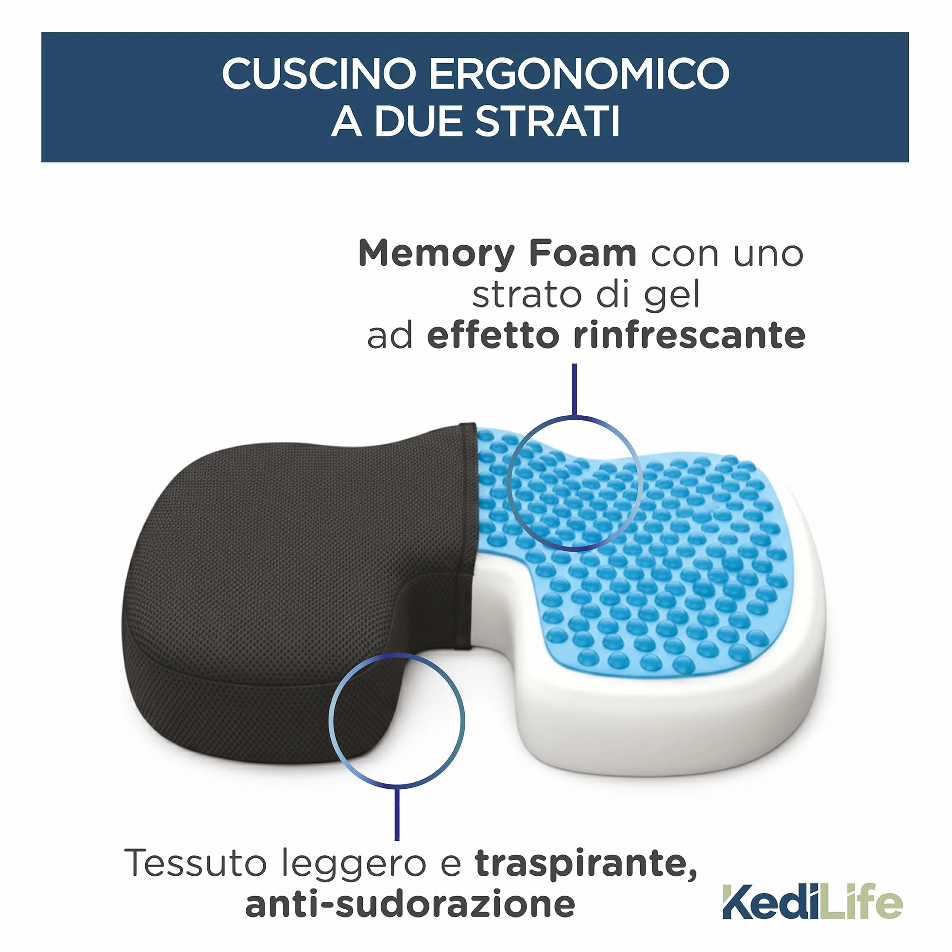 Poduszka na krzesło biurowe - Ergonomiczna poduszka do siedzenia samochodowego - oddychająca i zdejmowana pianka zapamiętująca kształt - idealna do pracy, inteligentnej pracy, domu, gier i