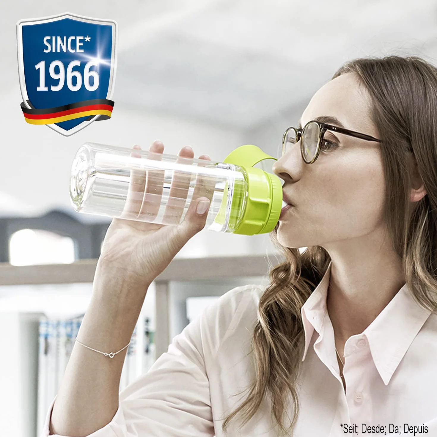 BRITA Butelka filtrująca limonkowa, 0,6L, bez BPA, smaczna, czystsza woda bez chloru i zanieczyszczeń, pozostawia cenne minerały