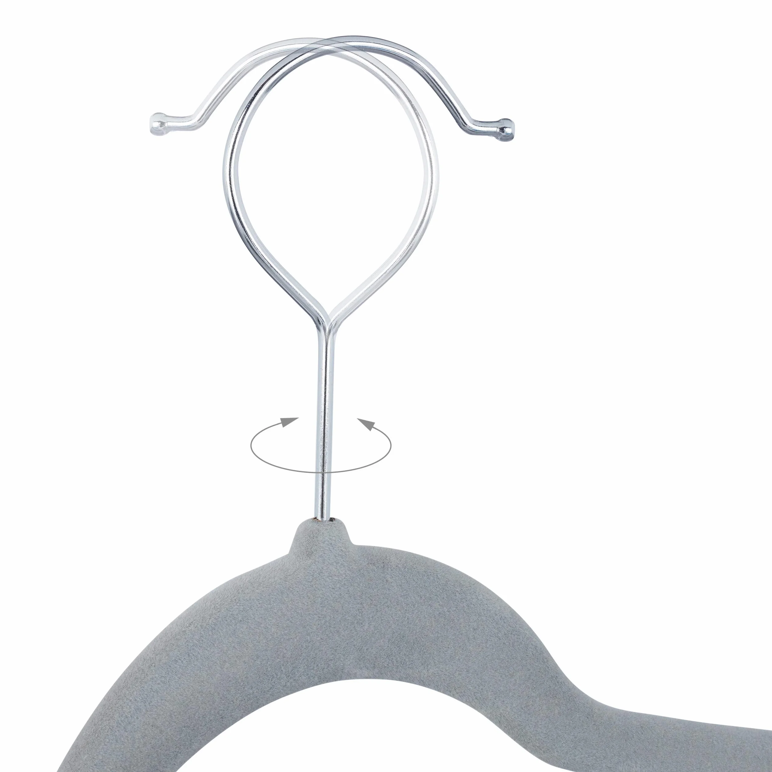 Relaxdays, Szare aksamitne wieszaki z klipsami zestaw 12 sztuk, hak obracany o 360°, wieszak na spodnie, antypoślizgowy wieszak na koszule, szerokość 43 cm, 10024379_111