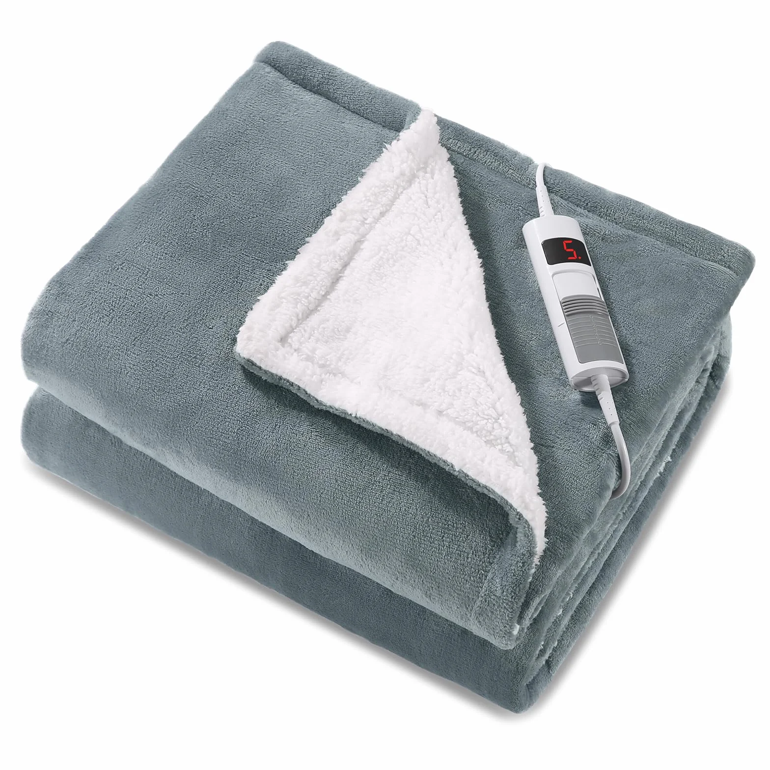 Koc podwójny flanelowy podgrzewany 130x180 cm 6 poziomów ogrzewania automatyczne wyłączanie Gray