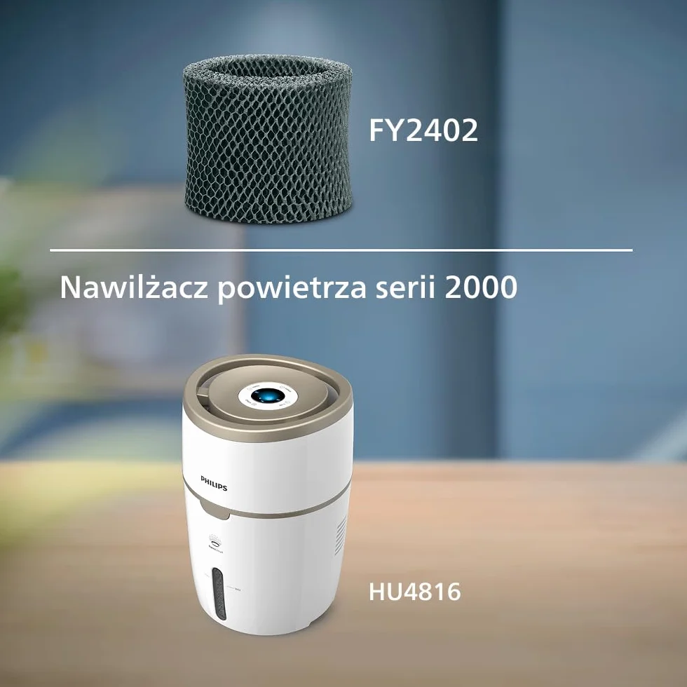 Philips Oryginalny filtr do nawilżacza serii 2000 HU4816, higieniczne nawilżanie, ochrona przed bakteriami, technologia NanoCloud, skuteczna filtracja i żywotność do 6 miesięcy (FY2402/30)