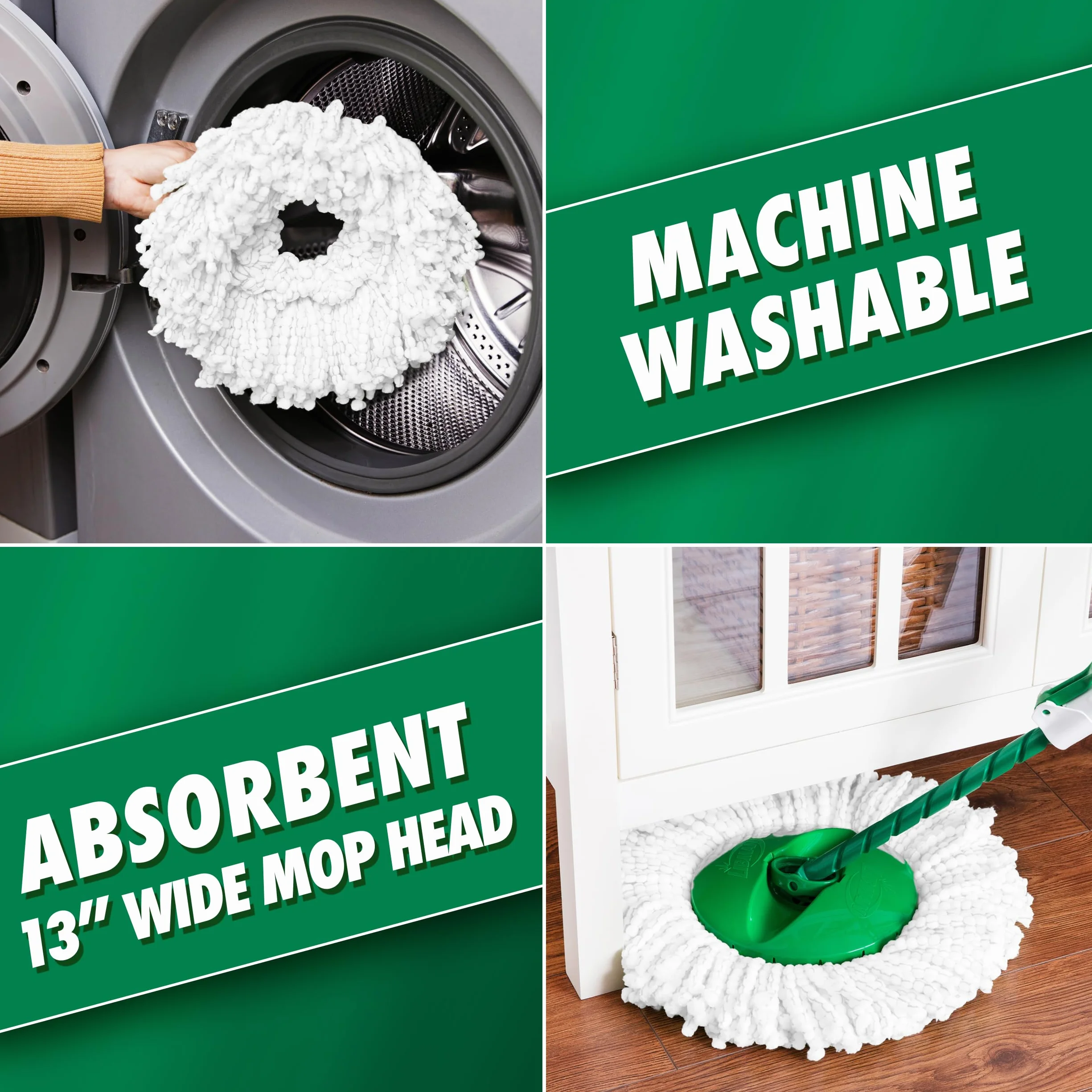 Libman Tornado system mopa spinningowego z 3 głowicami uzupełniającymi, mop spinningowy z mikrofibry i wiadro z zestawem do wyciskania do domu, czyszczenia podłóg z twardego drewna, laminatu, płytek,