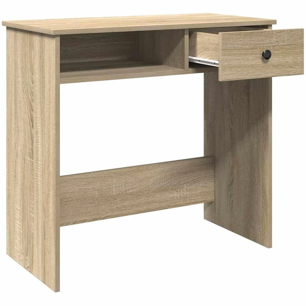 Hothingwell Biurko Dąb Sonoma 80x40x75 cm Płyta wiórowa | Gładka powierzchnia, odporna na wilgoć, duża przestrzeń do przechowywania do sypialni lub salonu