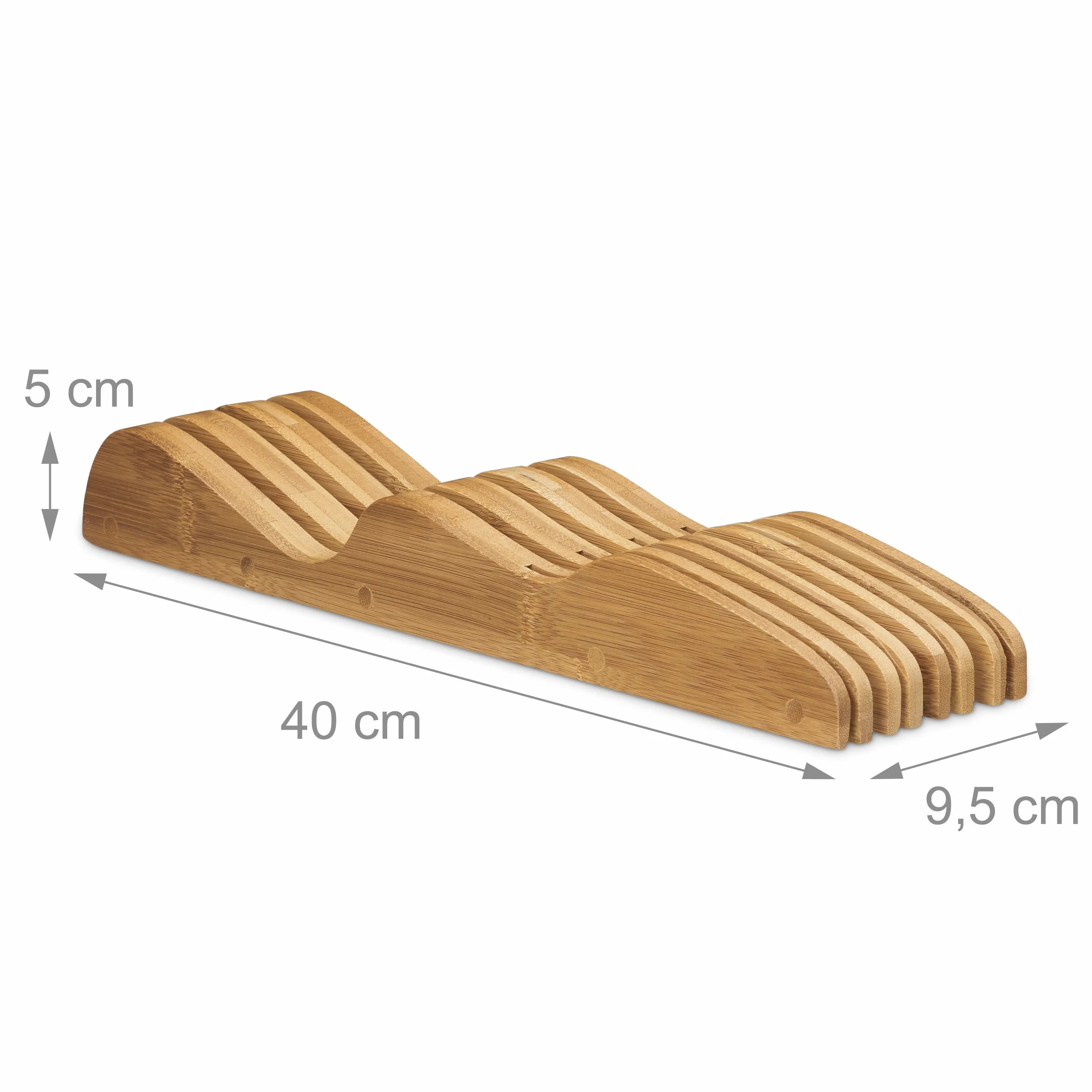 Relaxdays Bamboo Knife Block Naturalny Blok na Noże Szuflada, Bambus, Brązowy, 7 Noży