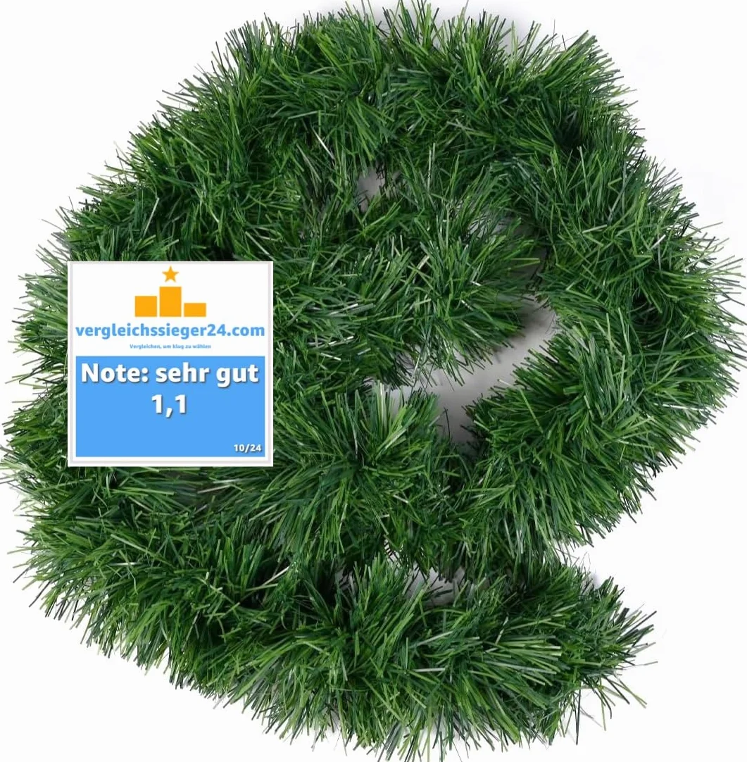 Girlanda bożonarodzeniowa zielona 10 metrów - sztuczna girlanda dekoracyjna Ø 10 cm - girlanda jodłowa Boże Narodzenie