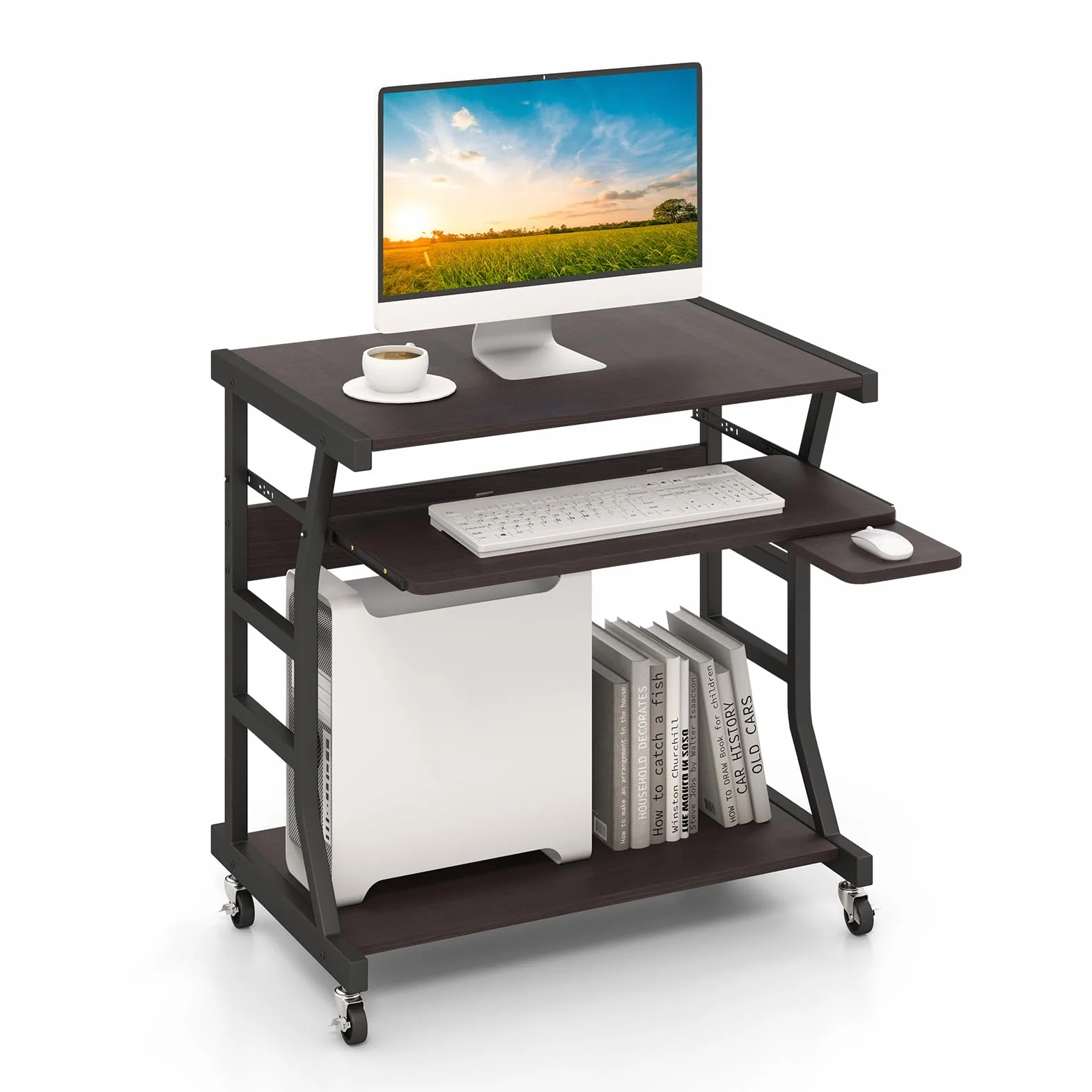 COSTWAY Stolik pod komputer drewnopochodny 75x50x75 cm
