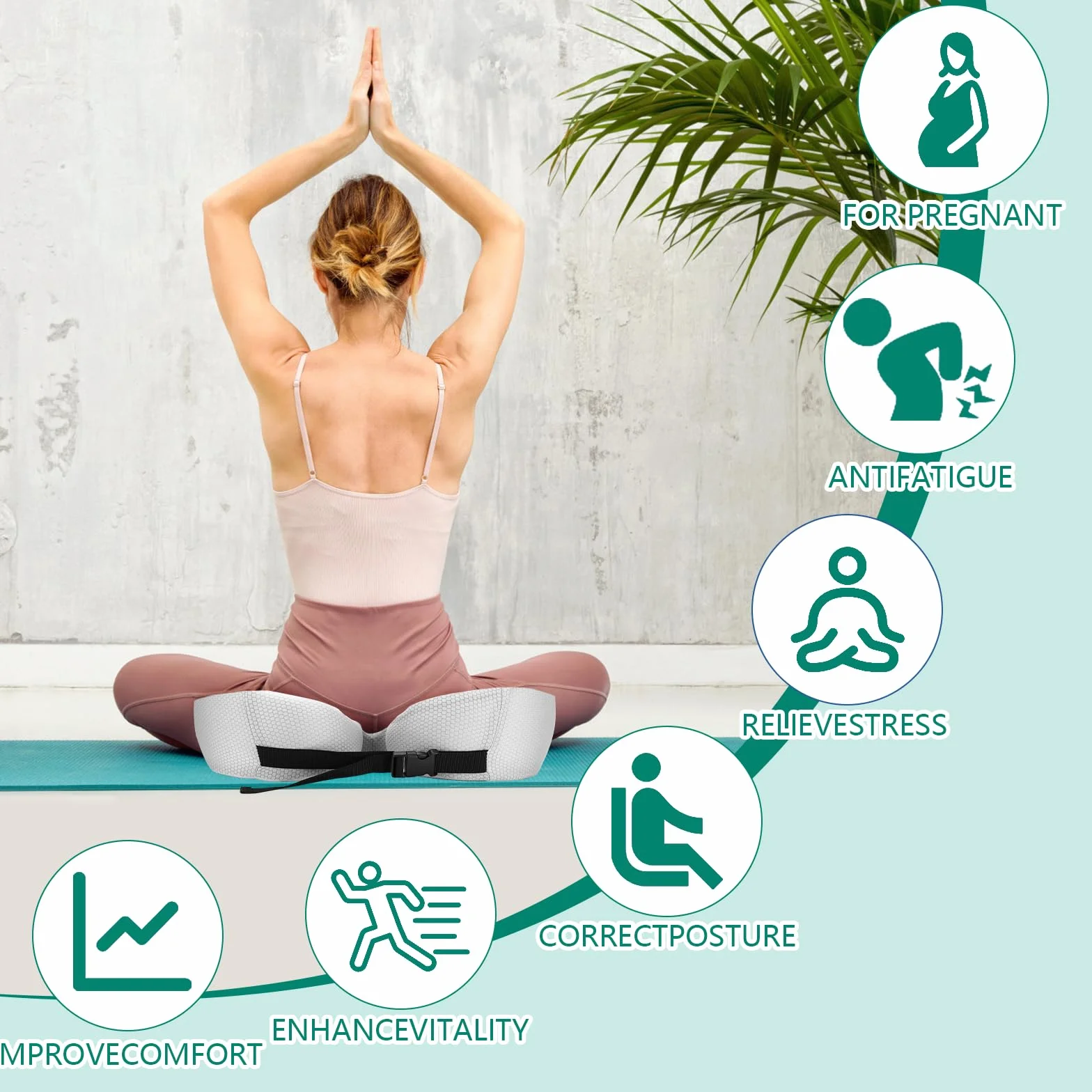 Ergonomiczna Poduszka Biurowa Memory Foam Coccyx, Regulowana Szerokość Siedziska, Czarna