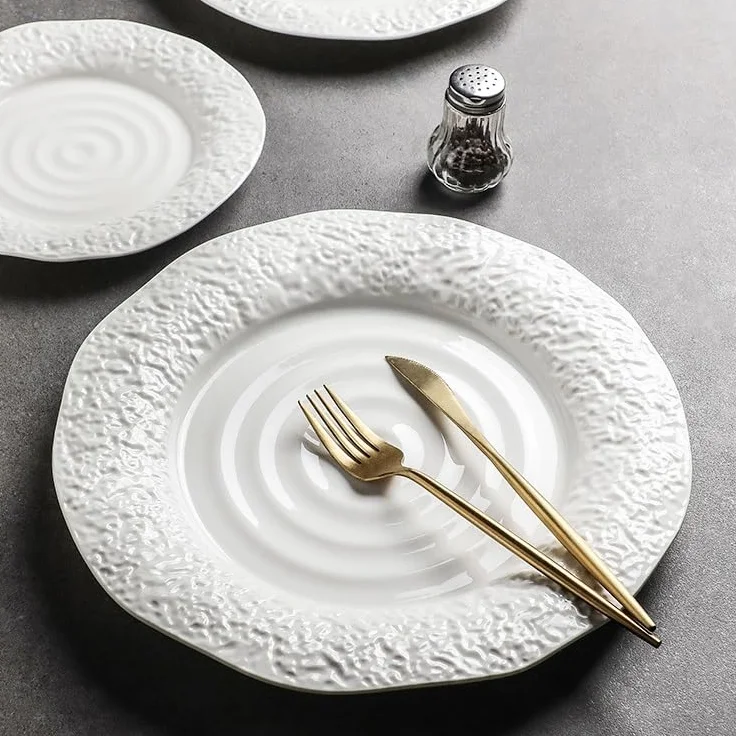 TEESONG Talerz obiadowy talerze do naczyń 20 cm hotel restauracja klub zastawa stołowa talerz czysty biały ceramiczny stek makaron talerz do układania w stos talerze obiadowe