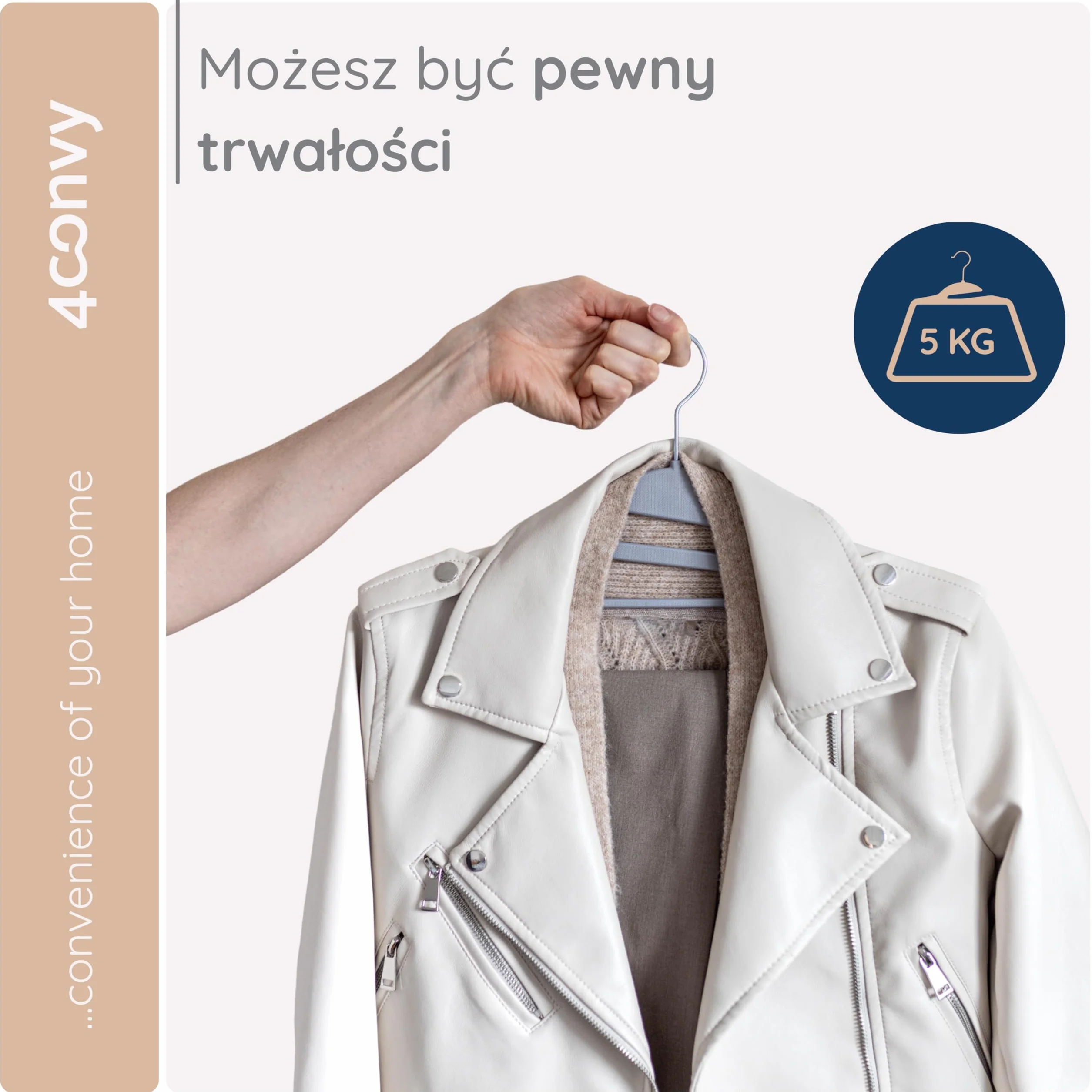 4CONVY Wieszak na ubrania, kurtki, spodnie – wieszak na garnitury z tworzywa sztucznego do szafy z antypoślizgowymi nakładkami – nie zajmuje dużo miejsca, 20 sztuk, kolor szary