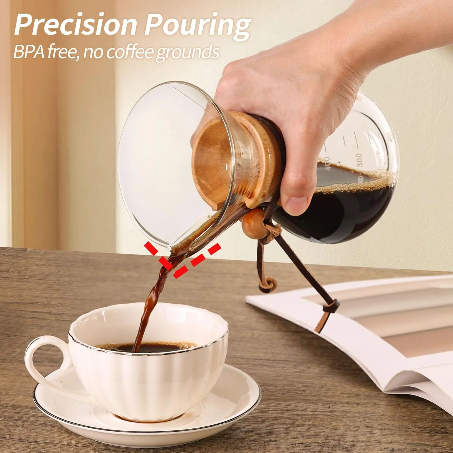Ekspres do kawy Pour Over Coffee Maker Dripper Manual, Over Ekspres do kawy z filtrem trwałym, nadaje się do mycia w zmywarce, 3 filiżanki, 400 ml