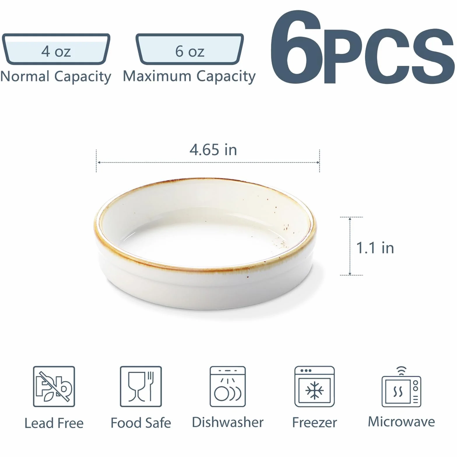 Onemore Ramekin Płytki Crème brûlée zestaw 6 naczyń, wielokolorowy