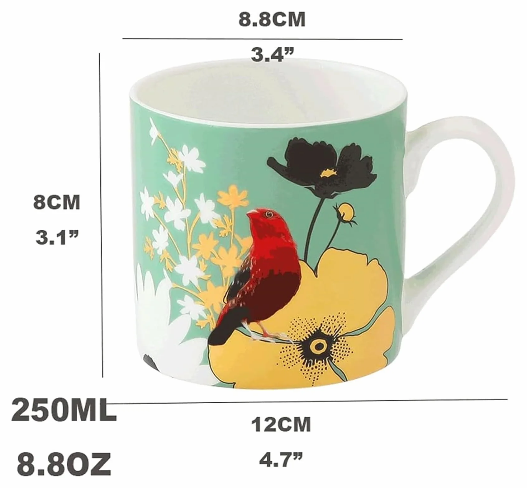 Kubek Kubek z porcelany kostnej ręcznie malowany kubek do kawy, 250ML kreatywna filiżanka do kawy w stylu chińskim, wielofunkcyjny kubek do napojów ze złotym rysunkiem Kawiarnia (Color : Green)