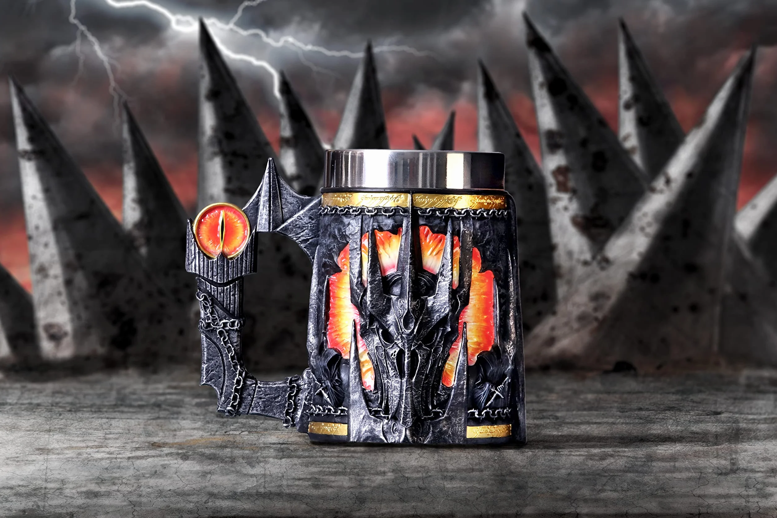Nemesis Now Oficjalnie licencjonowany kufel Sauron Władca Pierścieni, szary, 15,5 cm