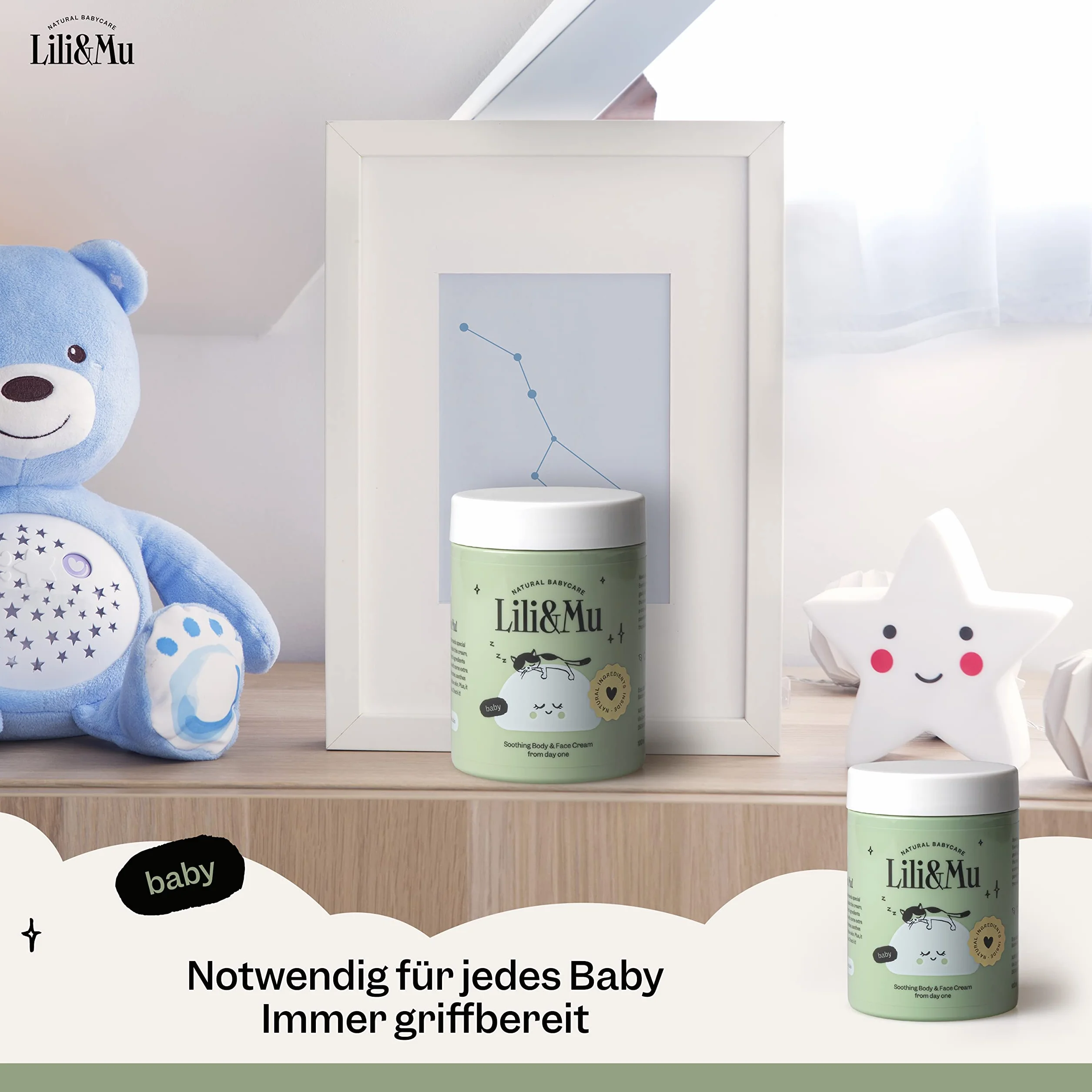 Lili&Mu Baby Krem nawilżający do twarzy i ciała 100 ml | Krem do twarzy z masłem shea i ekstraktem z kwiatów nagietka