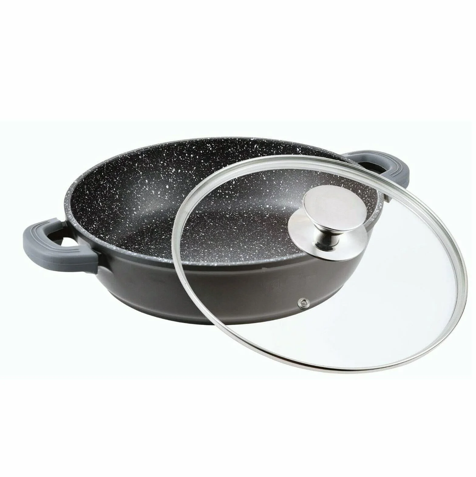 Patelnia do duszenia Ø32 cm z pokrywką szklaną, patelnia do serwowania, garnek do pieczenia, patelnia do smażenia, garnek indukcyjny, patelnia z odlewu aluminiowego, garnek do duszenia, rondel z