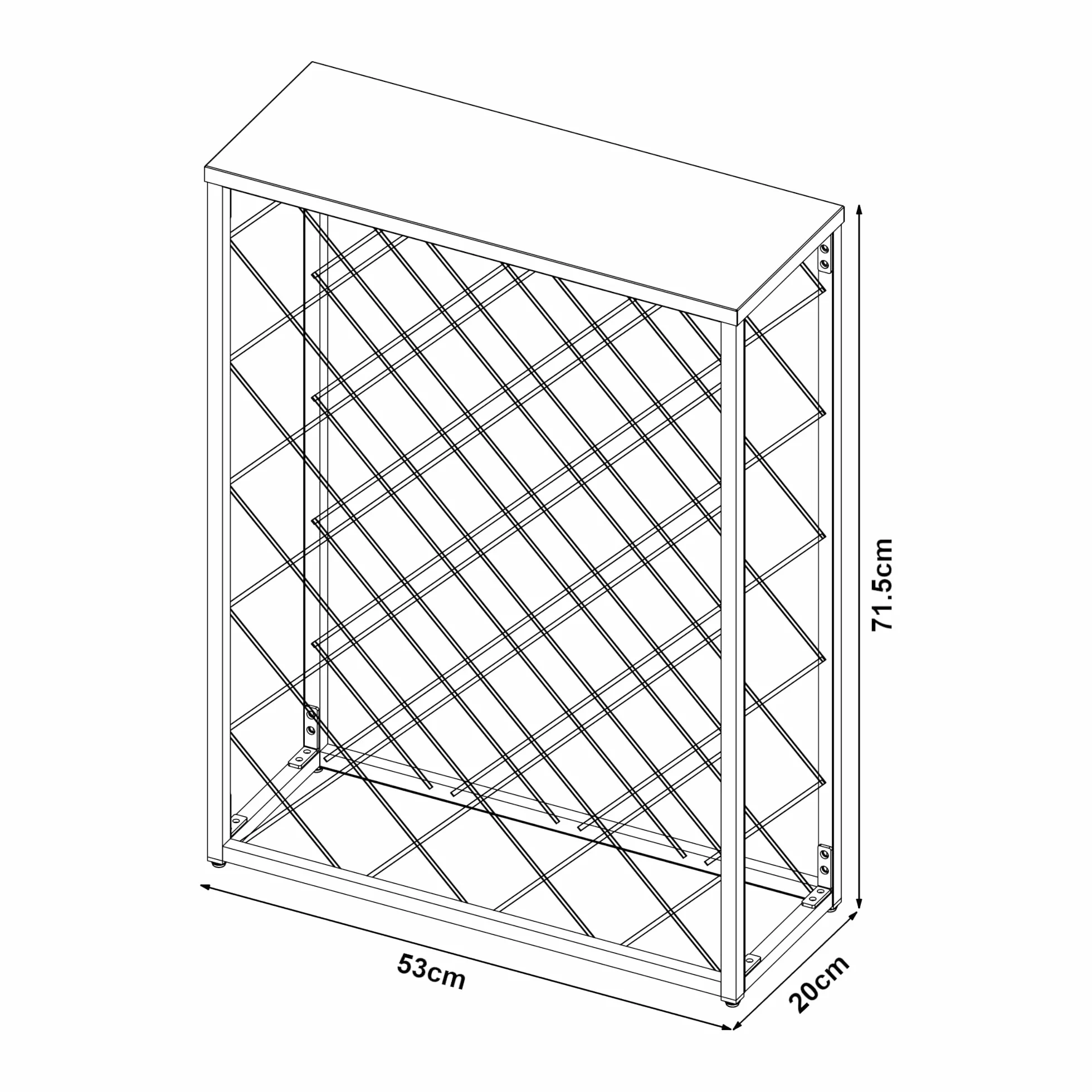 [en.casa] Taivassalo stojak na wino stojak na butelki metalowy uchwyt na wino na 25 butelek czarny stojak na butelki do przechowywania butelek wina 71,5 x 53 x 20 cm