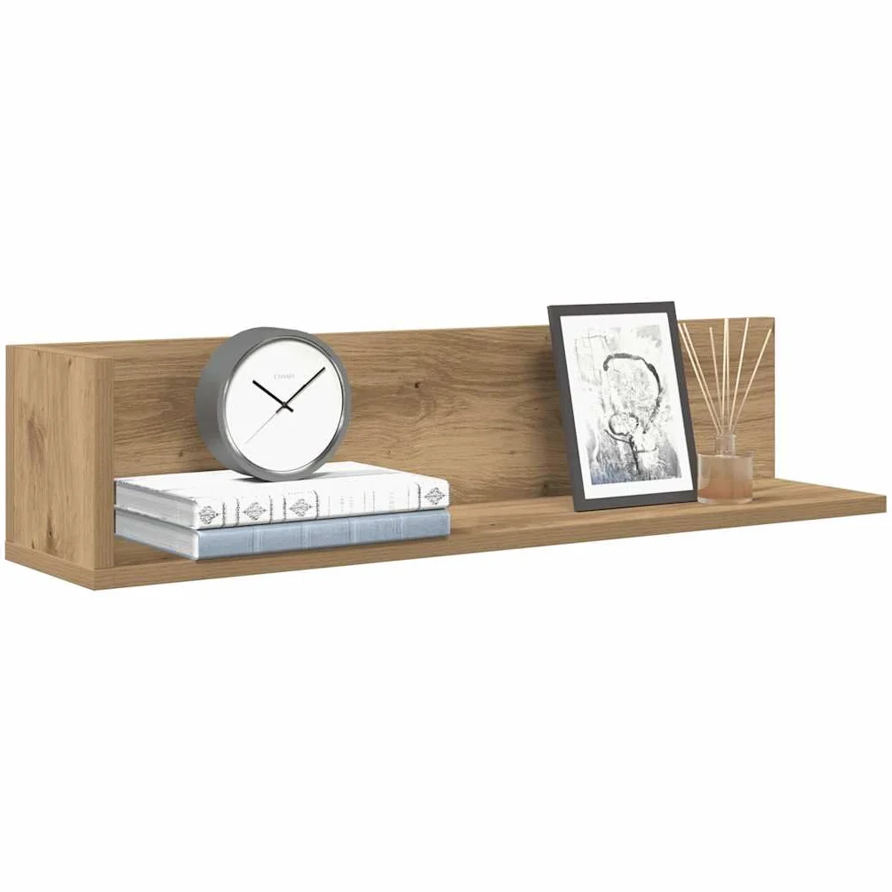 Regały ścienne 2 szt. dąb Artisan 75 x 16,5 x 16,5 cm materiał drewnopochodny, w kształcie litery L, do salonu, sypialni, uniwersalny montaż na ścianie