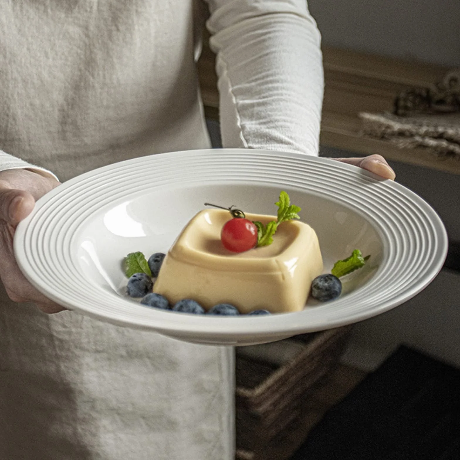 Talerze obiadowe Ceramiczny talerz obiadowy Biała miska do makaronu Domowy talerz na zupę Talerz na makaron Restauracja Kawiarnia Talerz obiadowy Okrągły talerz do zupy Głęboki talerz Talerze