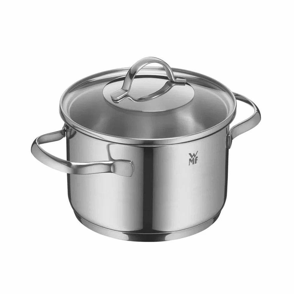 WMF Provence Plus 5-częściowy zestaw garnków indukcyjnych, bez powłoki, ze szklaną pokrywką, nadaje się do wszystkich rodzajów kuchenek, bez skalowania, polerowana stal nierdzewna Cromargan