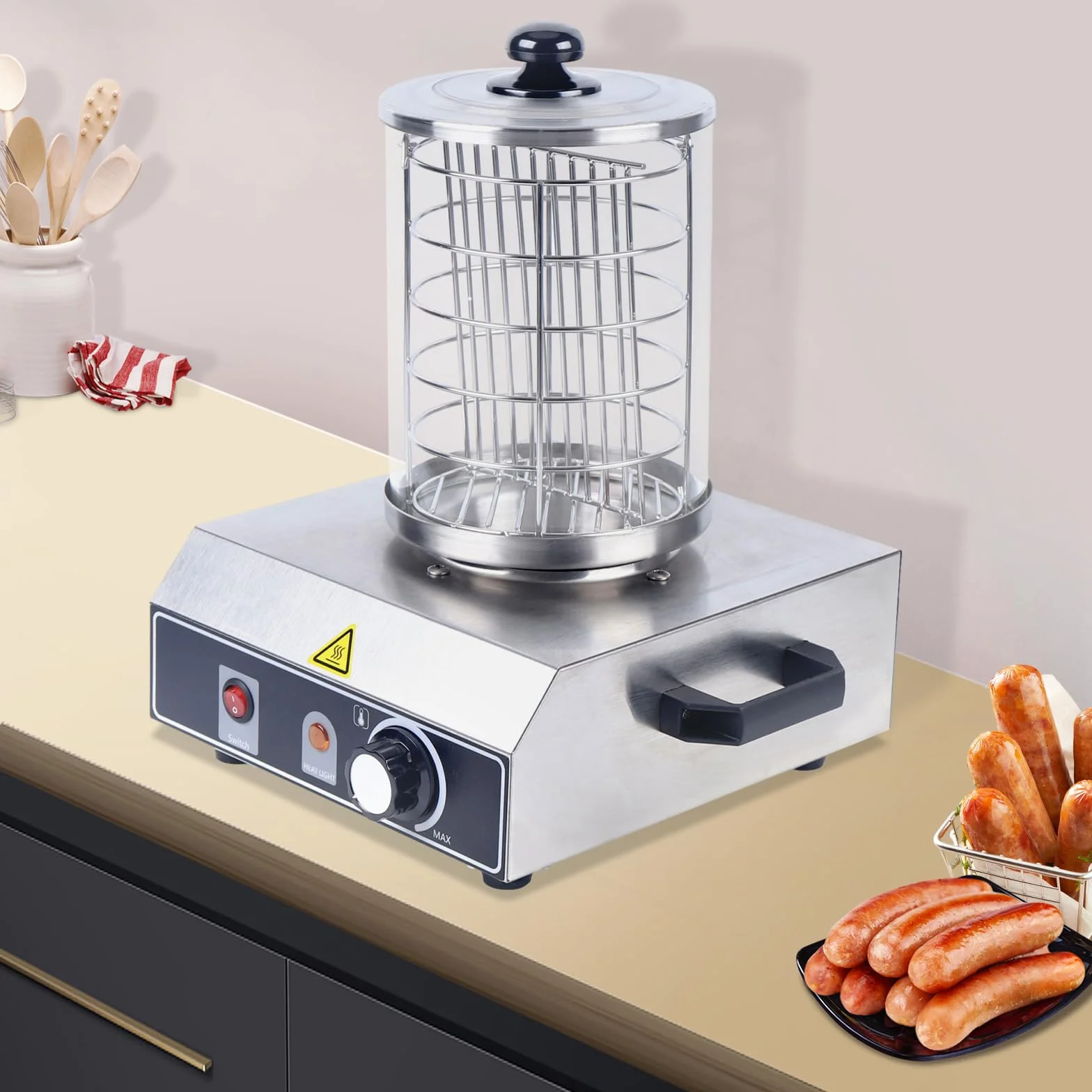 Kuchenka do kiełbasy ze stali nierdzewnej – 350 W producent hot-dogów, urządzenie do gastronomii i domu