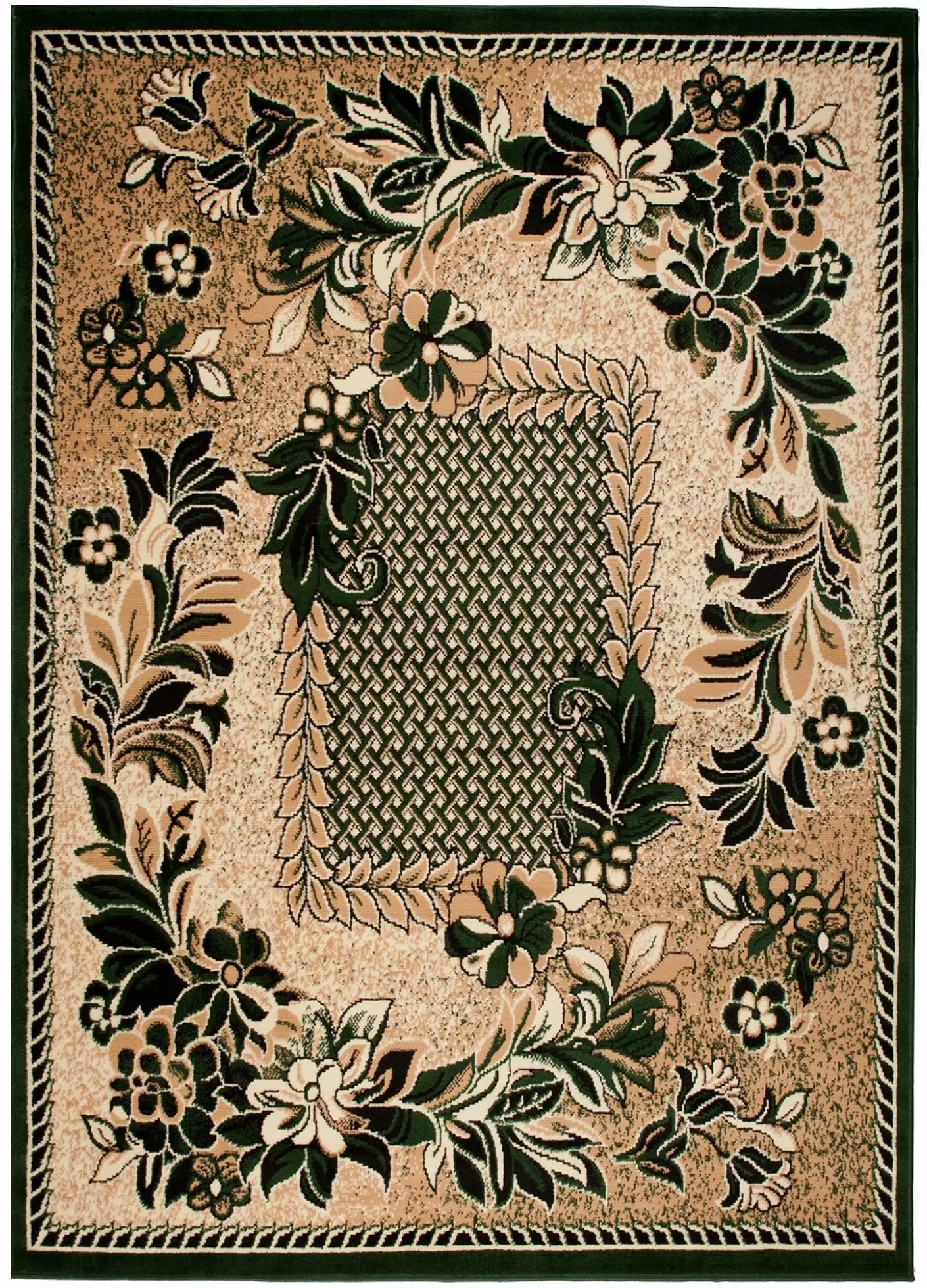 Tapiso Atlas dywan z krótkim włosiem, designerski, nowoczesny, abstrakcyjny, kwiatowe linie, zielony, beżowy, do salonu, pokoju gościnnego, Ökotex 140 x 200 cm