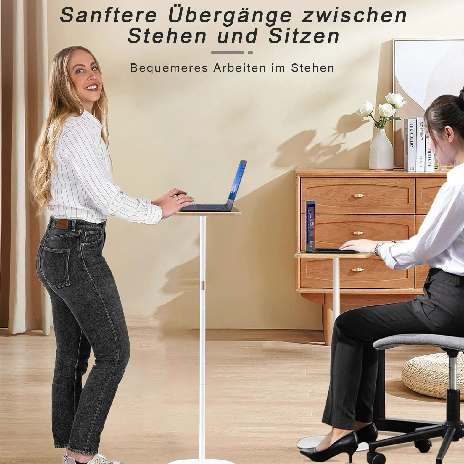 Regulowane stojące biurko, 46–120 cm, białe, do laptopa, projektora, biura, gabinetu, pracy