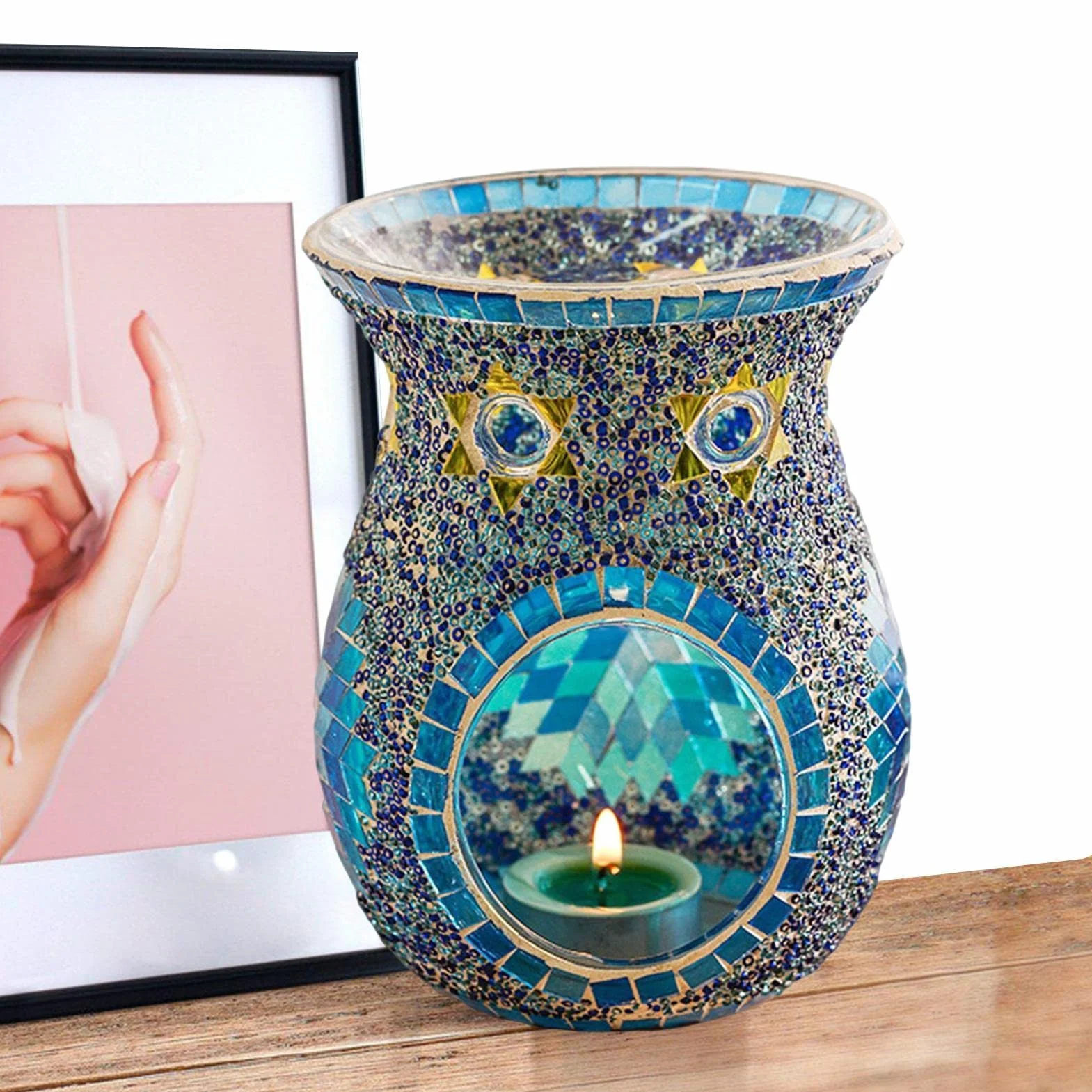 Ceramiczna lampa zapachowa do wosku, ?wiecznik na podgrzewacze, palnik na olej, lampa zapachowa ze ?wiecznikiem na ?wiece, ?wiecznik typu , baza zapachowa, palnik zapachowy