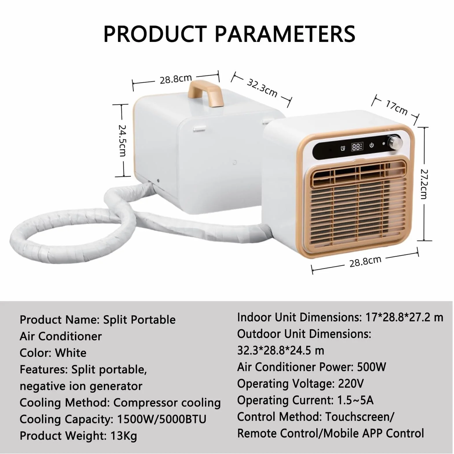 Split AC 5000 BTU, przenośny płyn chłodzący Wi-Fi z pilotem.Brak instalacji wiertarki dla samochodów kempingowych, sypialni.Cicha Operacja 40dB.Łatwy w przeprowadzce projekt przyjazny dla najemców.