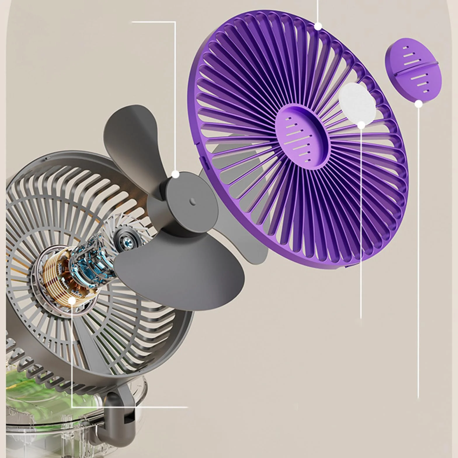 Rechargeable Quiet Small Cooling Fan, Foldable 5-Speed, Portable Air Circulator for Bathroom Camping Outdoor