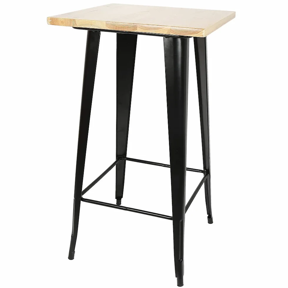 Stolik barowy drewniany metalowy stół jedzący stojący żelazo industrialny stół bistro, kwadratowy wysoki stół 60 x 60 x 110 cm jeść stojący metalowy styl industrialny, dla 2-4 osób